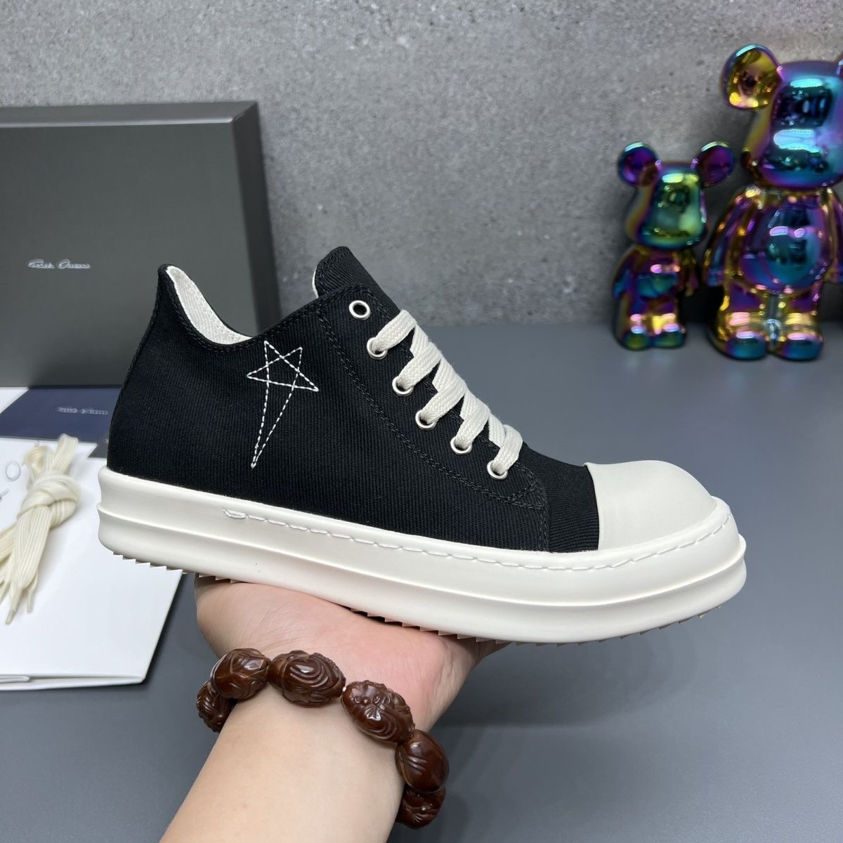 Rick five-pointed star Shoes Black with Box
