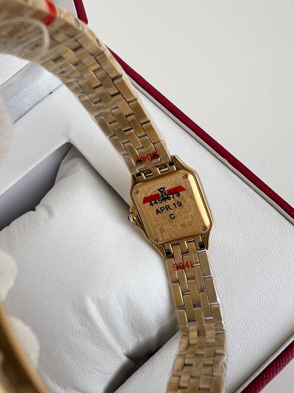 Cartier Panthère De Cartier Full Yellow Gold Bracelet Square White Dial Roman Numerals Quartz Ladies Watch