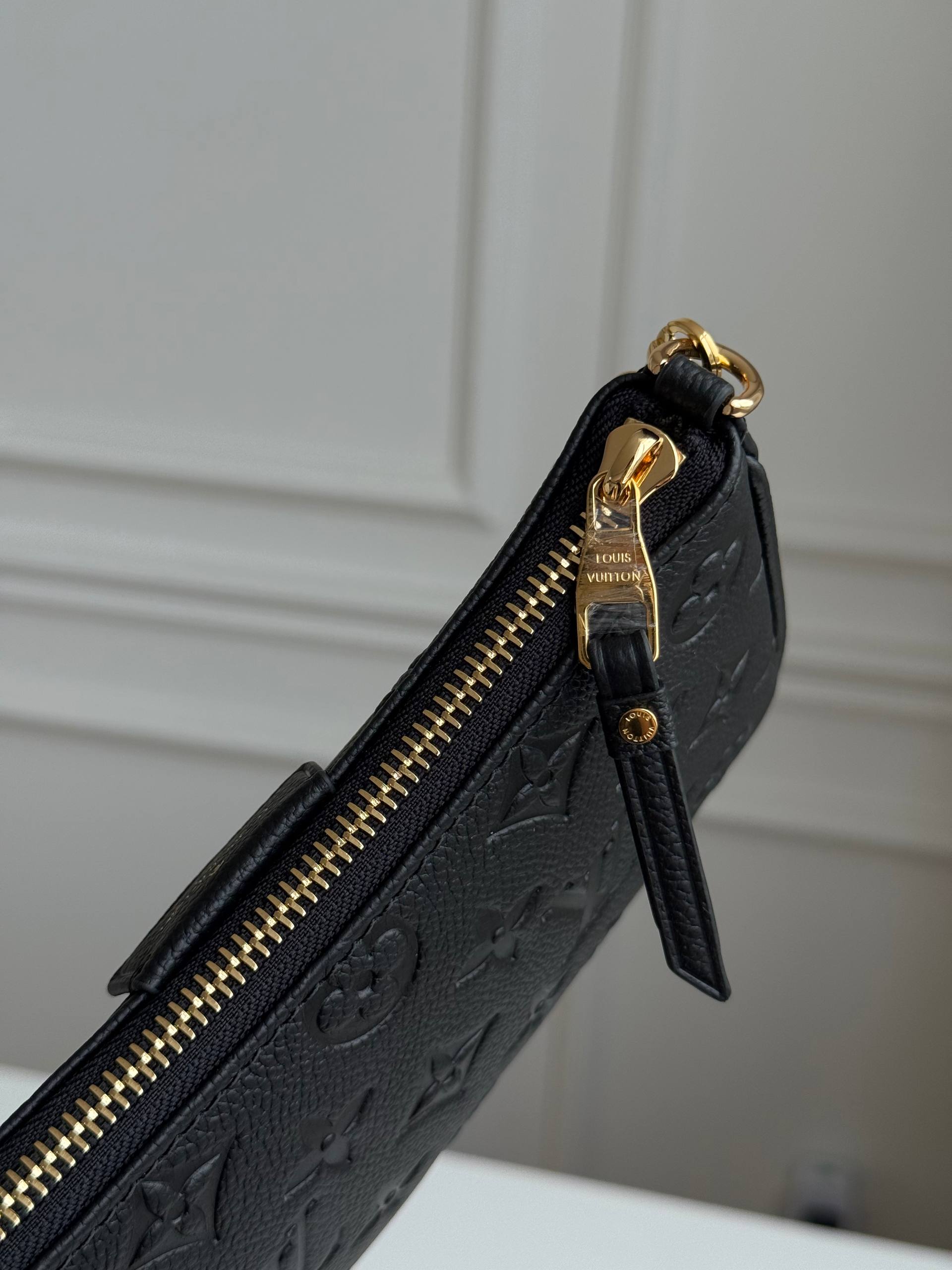 LV Easy Pouch Black Embossed Underarm Bag