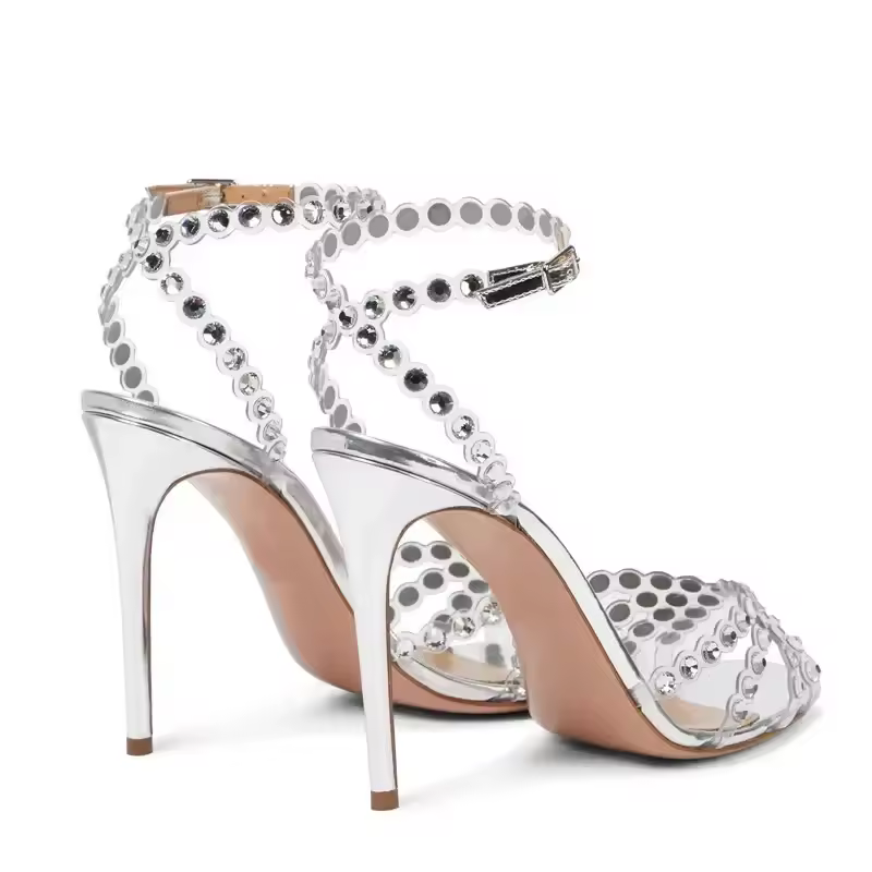 Pvc Transparent Rhinestone High Heels