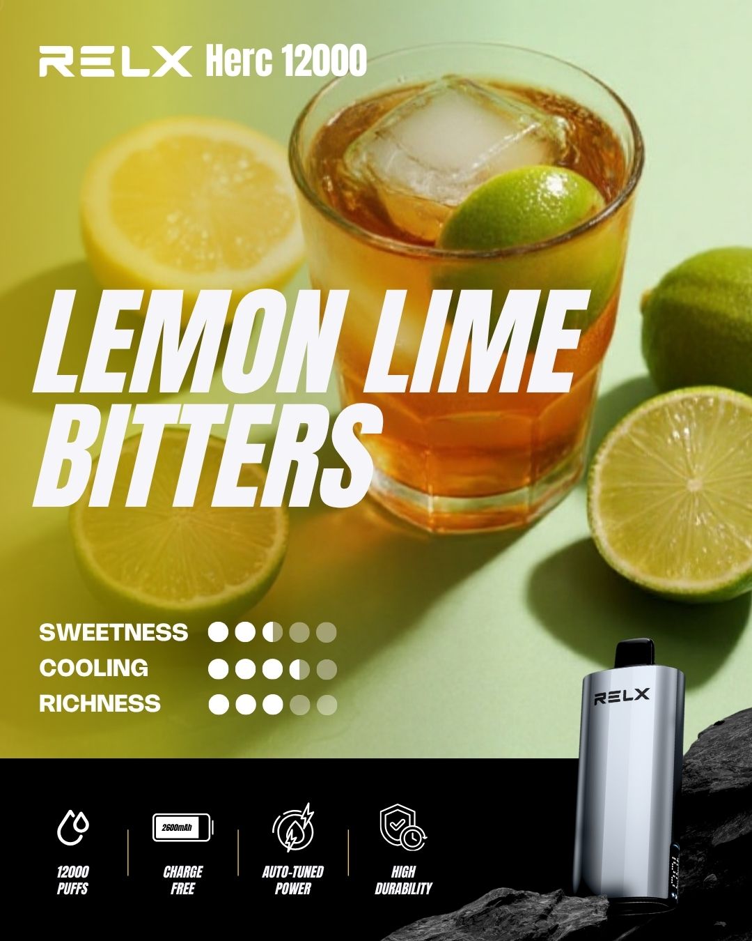 Relx Herc 12000 Puffs-LEMON LIME BITTERS
