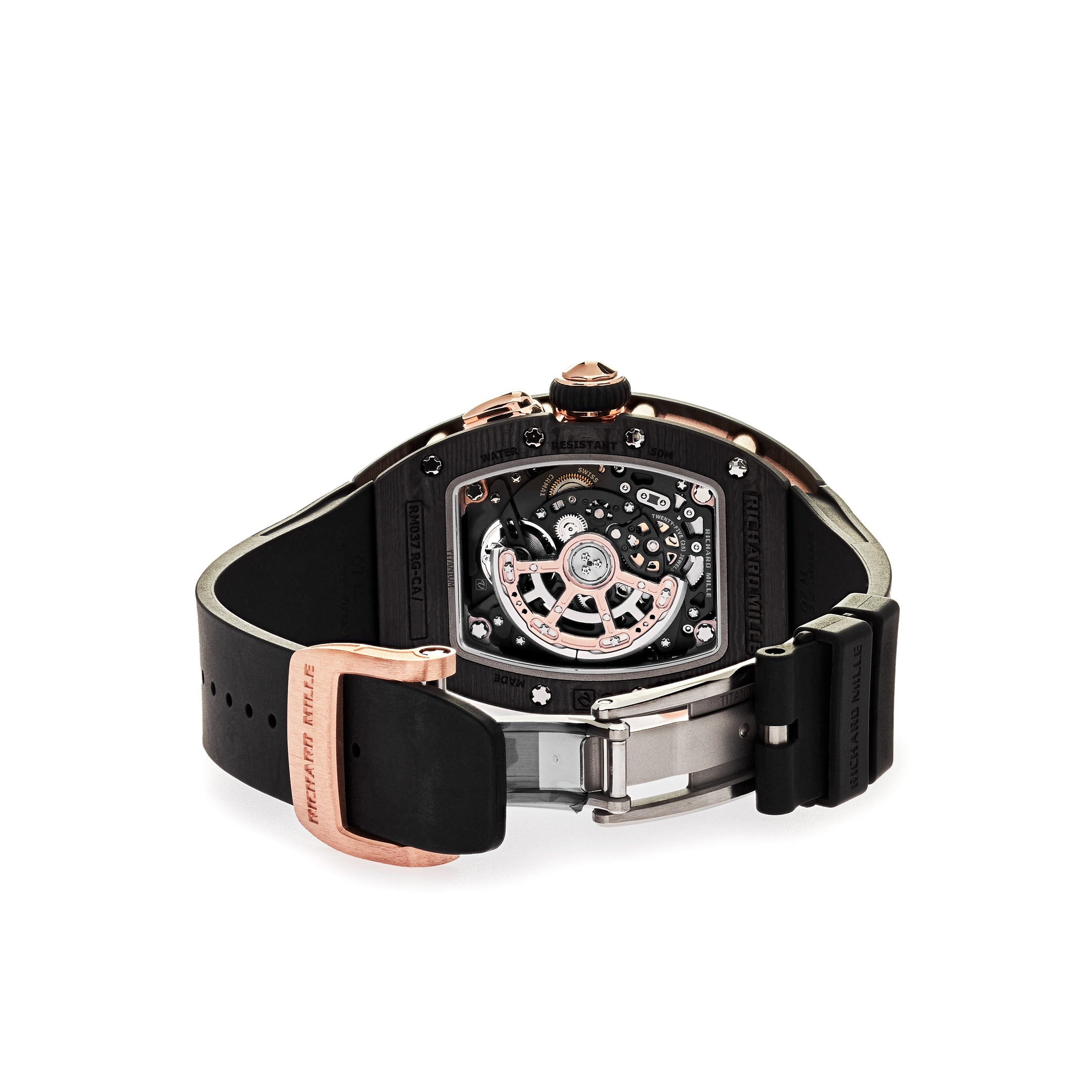 Richard Mille Ladies' Rose Gold Carbon TPT Diamond Set RM 037【1:1 Replica】
