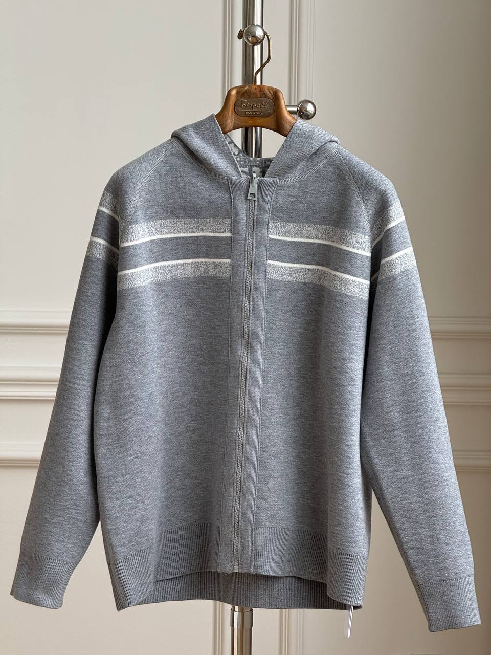 Dior Oblique Reversible Hooded Zip-Up Knit Cardigan