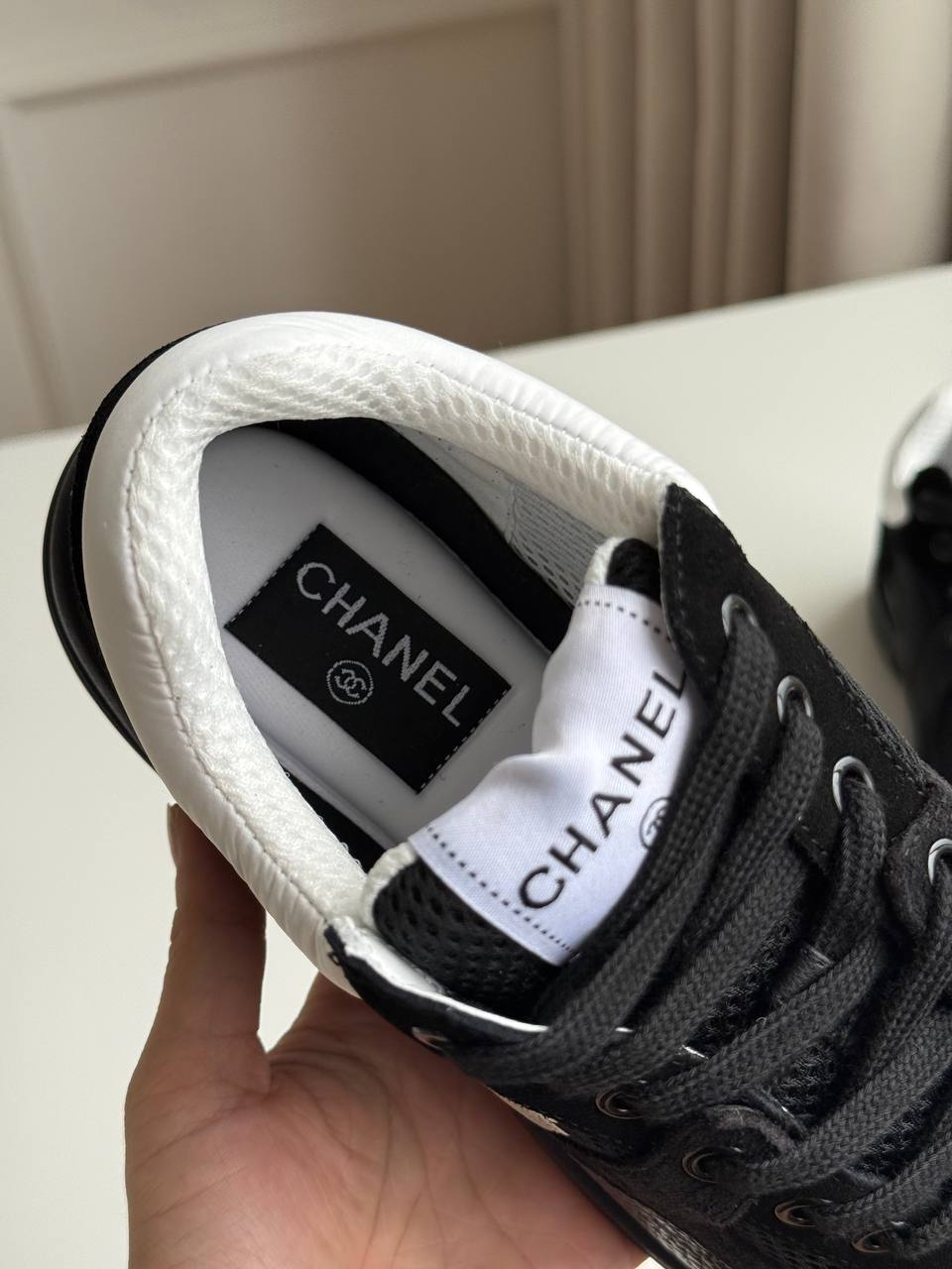 CHANEL CC Logo Mesh & Suede Sneakers