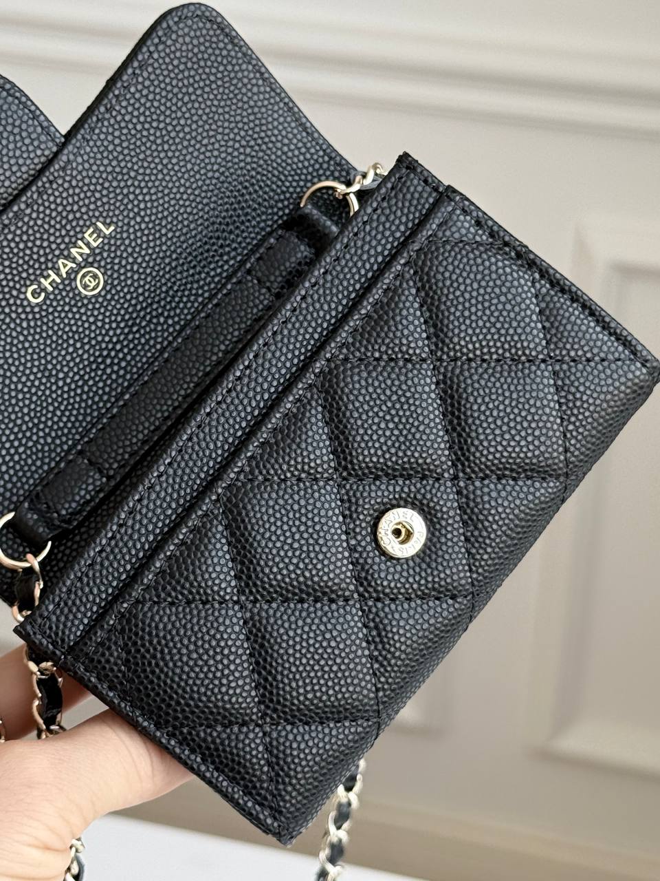 Chanel Classic Flap Caviar Leather Mini Chain Card Holder
