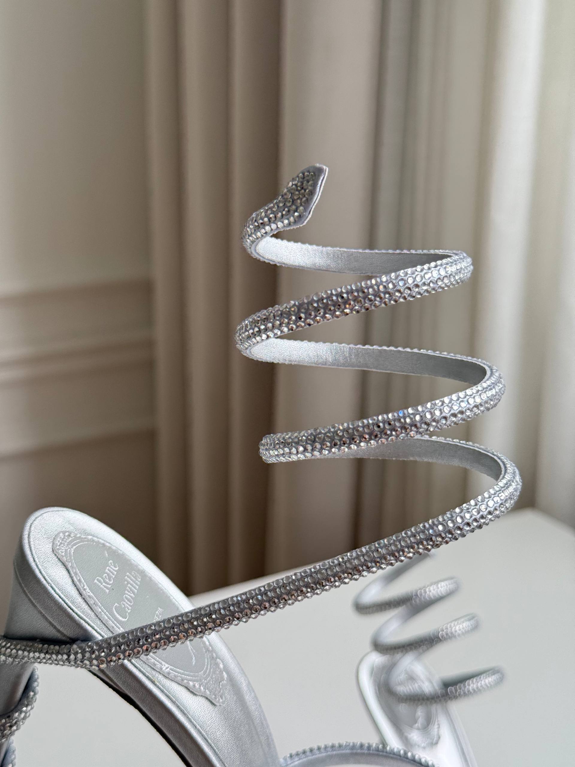 Rene Caovilla Cleo Crystal-Embellished Wrap-Around Heeled Sandals