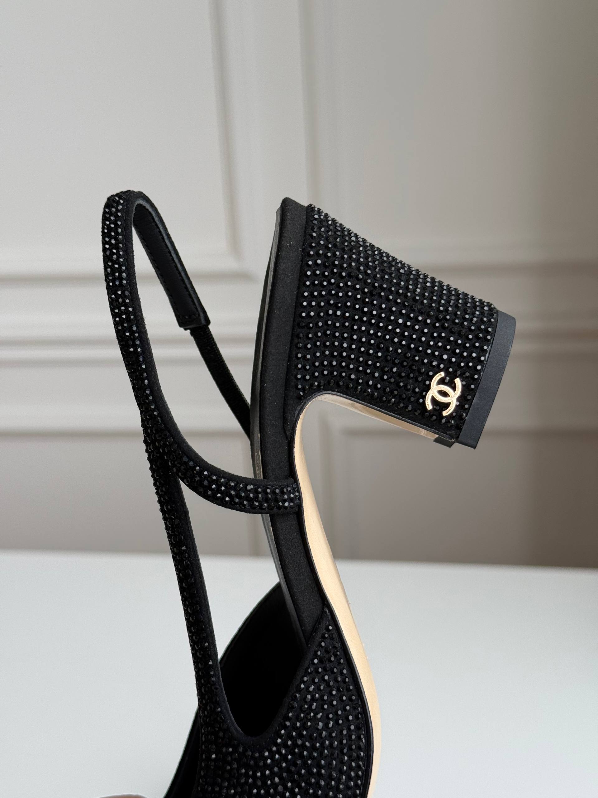 CHANEL Slingbacks, Strass and Satin