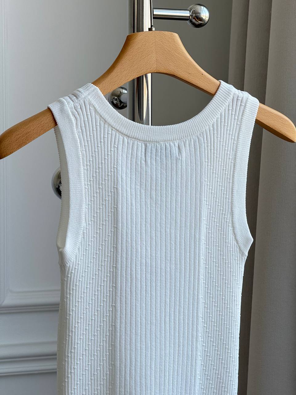 CHANEL Camellia Jacquard Sleeveless Knit Dress