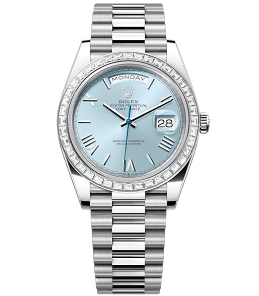 Rolex Day-Date 40 Presidential Blue dial, Diamond Bezel, President bracelet, Watch 228396tbr-0004【1:1 Replica】
