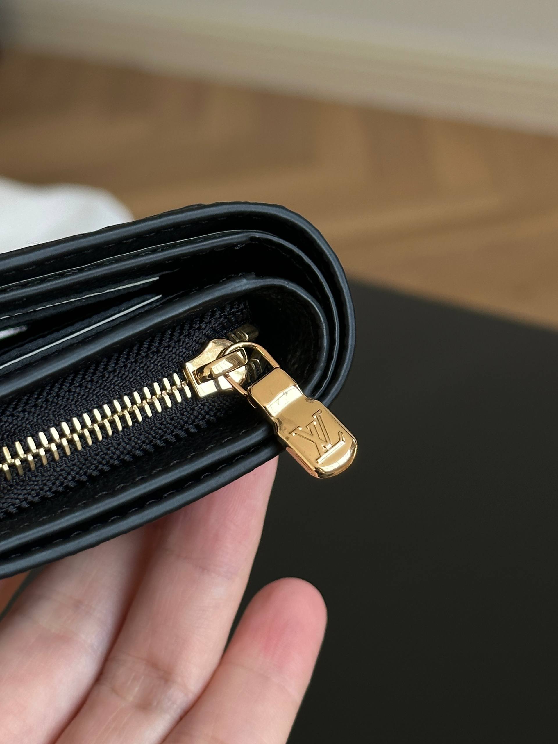 Louis Vuitton Black Monogram Embossed Grain Leather Compact Wallet