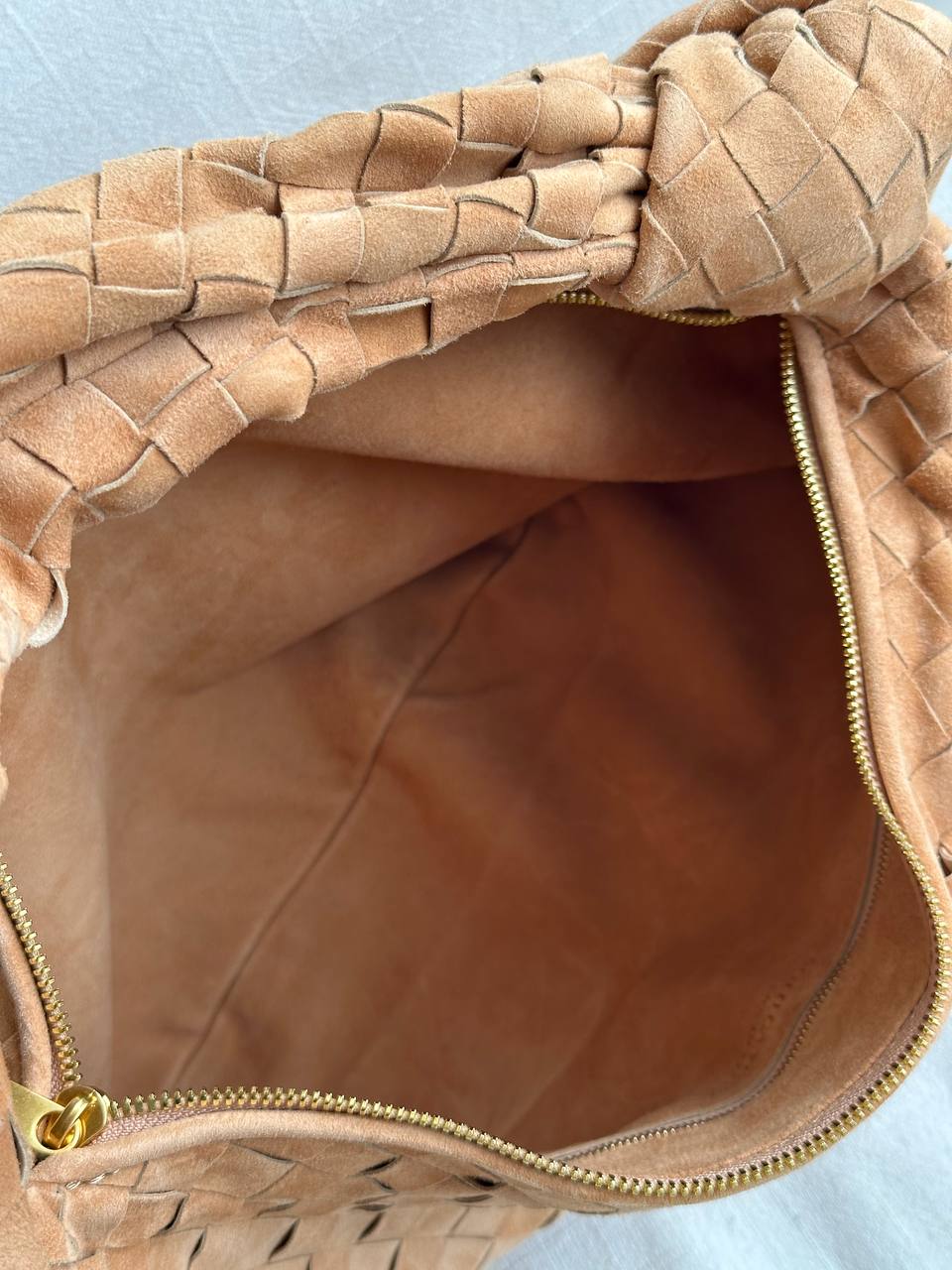 Bottega Veneta Caramel Suede Intrecciato Jumbo Hobo Tote Bag