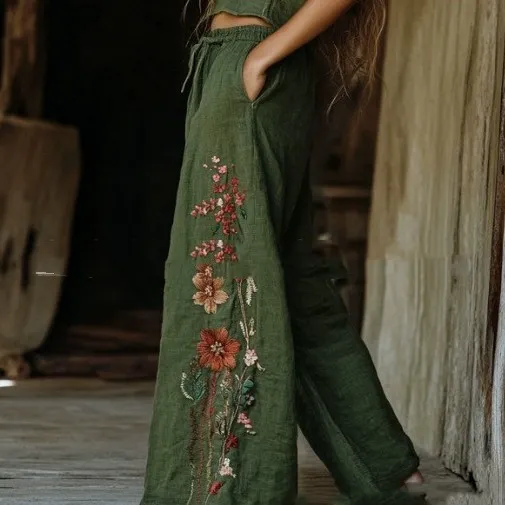 Pantalon Femme Coupe Large et Droite