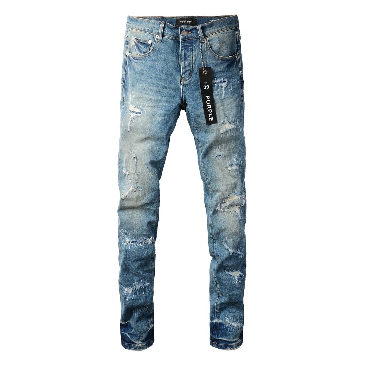 No. 9073 Full Blue Ripped Jeans Blue