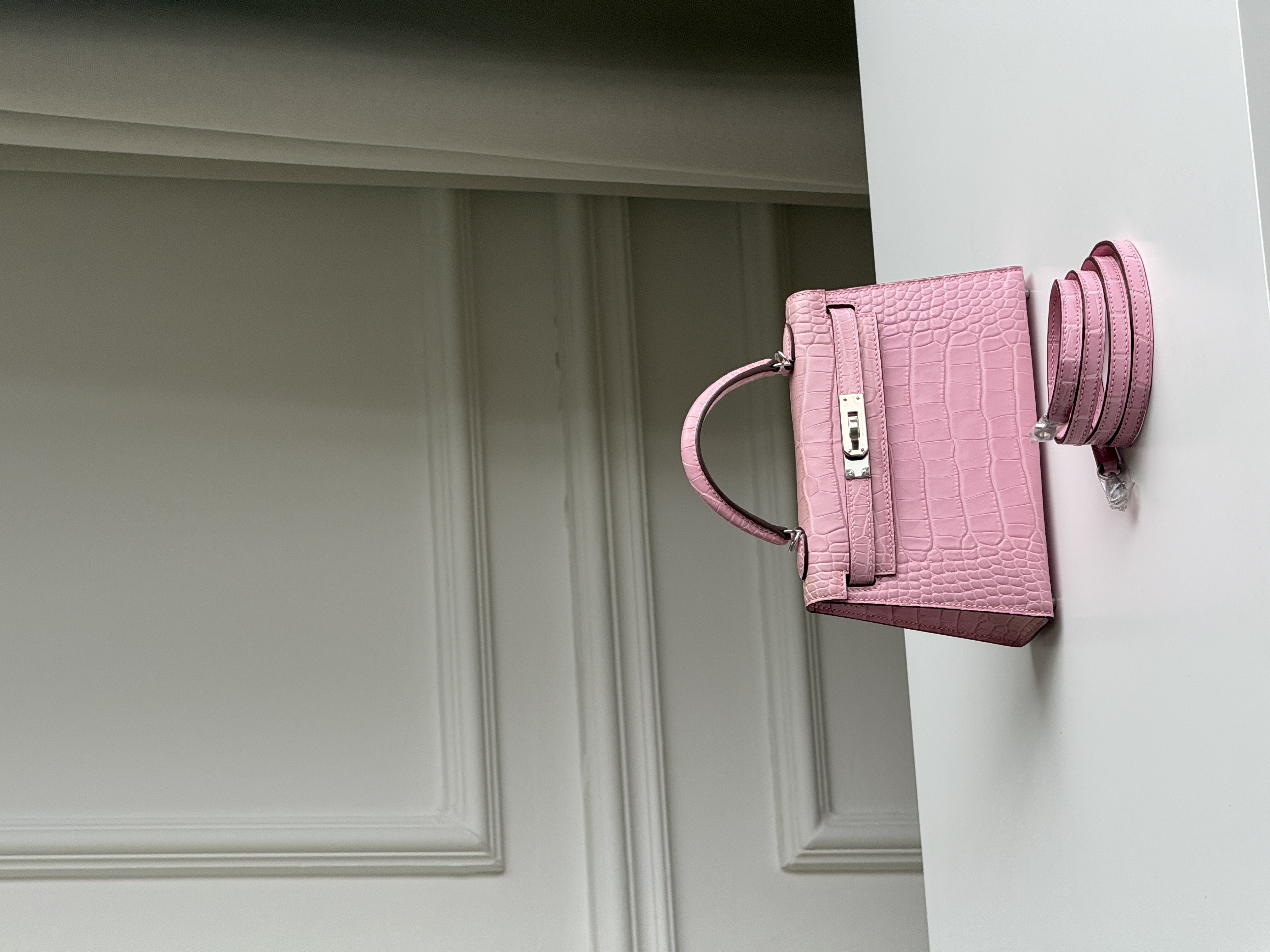 Hermès Matte Alligator Pink Mini Kelly II Handbag