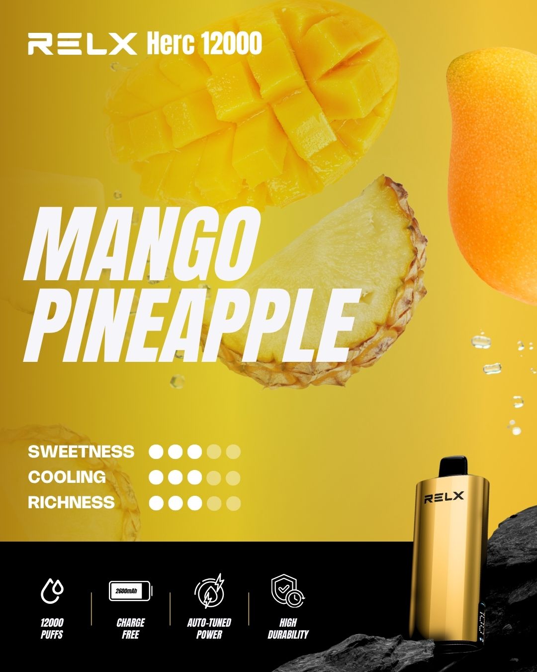 Relx Herc 12000 Puffs-MANGO PINEAPPLE