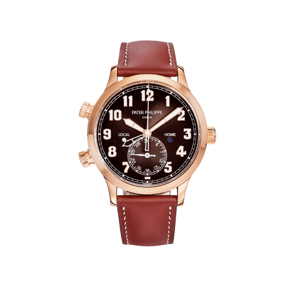 Patek Philippe Calatrava Pilot Travel Time Rose Gold Brown Dial 5524R-001【1:1 Replica】