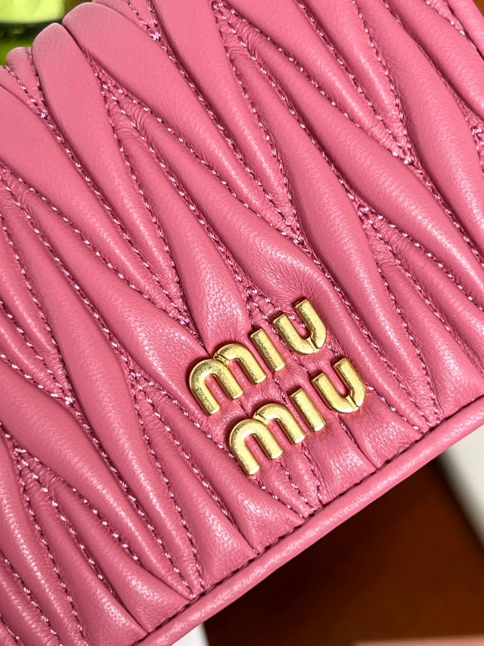 Miu Miu Hot Pink Matelassé Lambskin Compact Flap Wallet