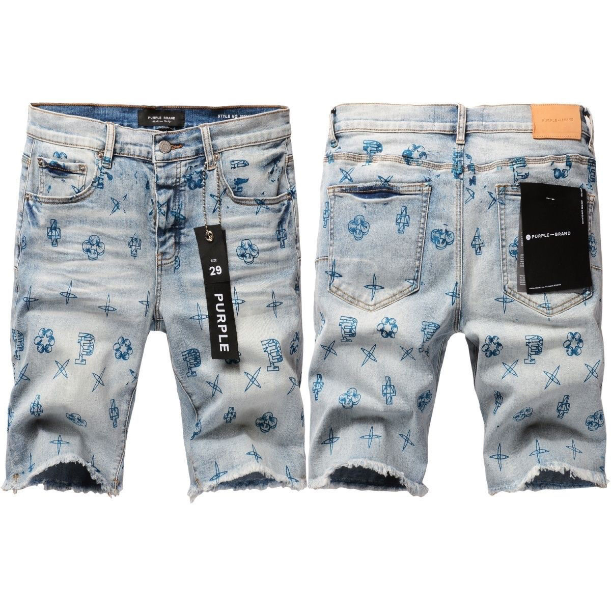 purple blue print high street shorts