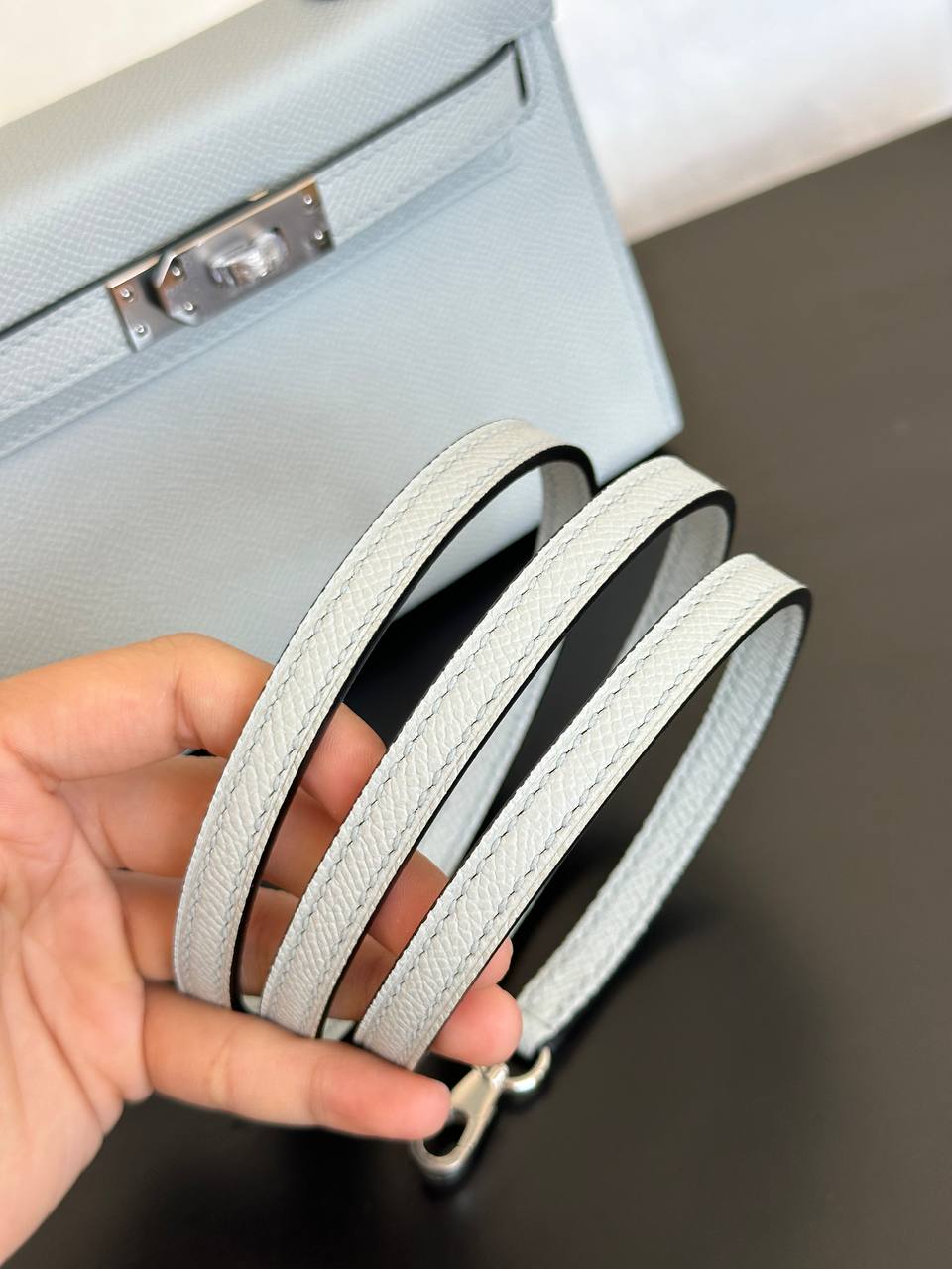 Hermès Glacier Blue Epsom Mini Kelly II Handbag With Silver Hardware