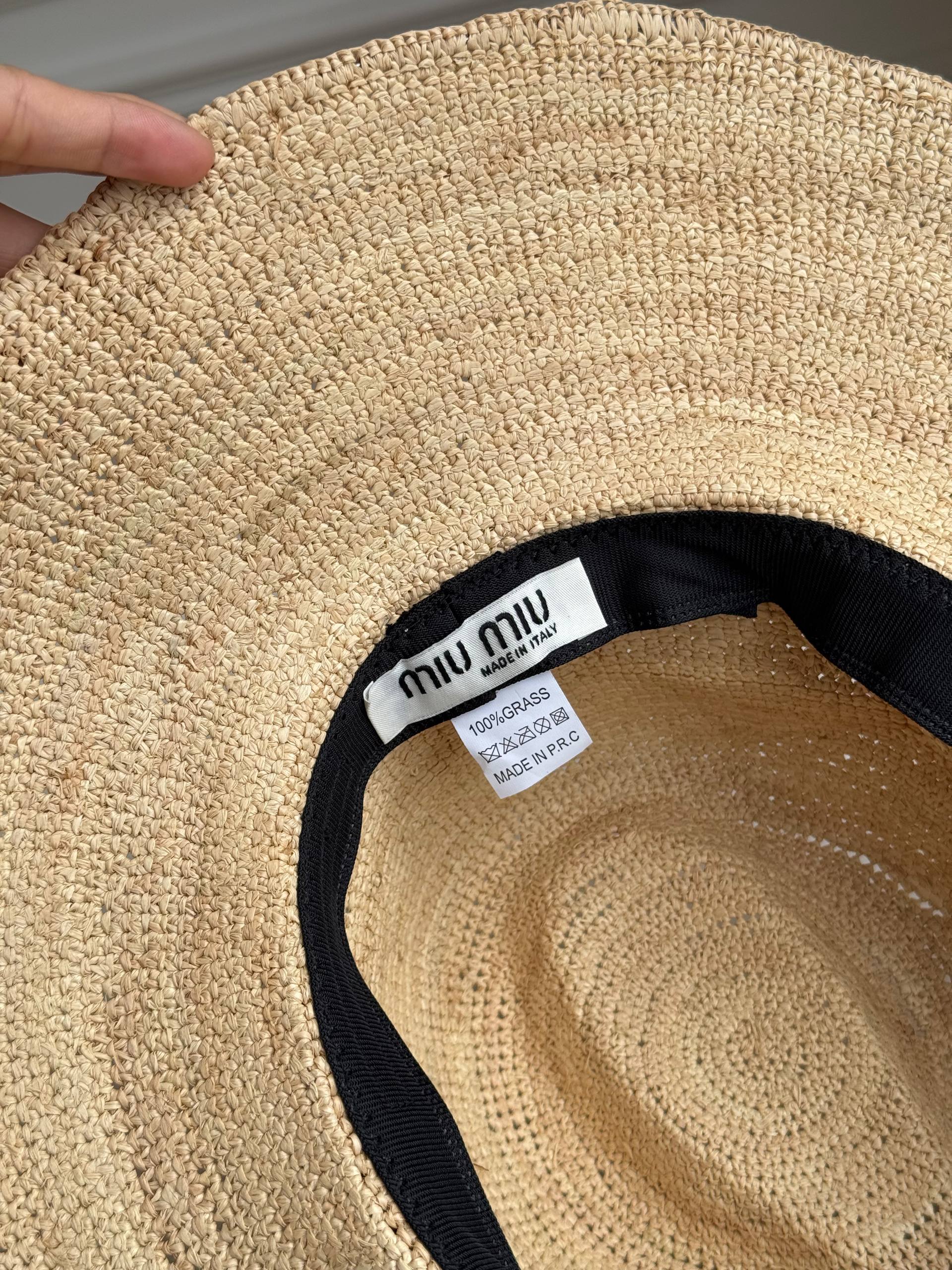 Miu Miu Raffia Woven Cowboy-Style Wide-Brim Straw Hat