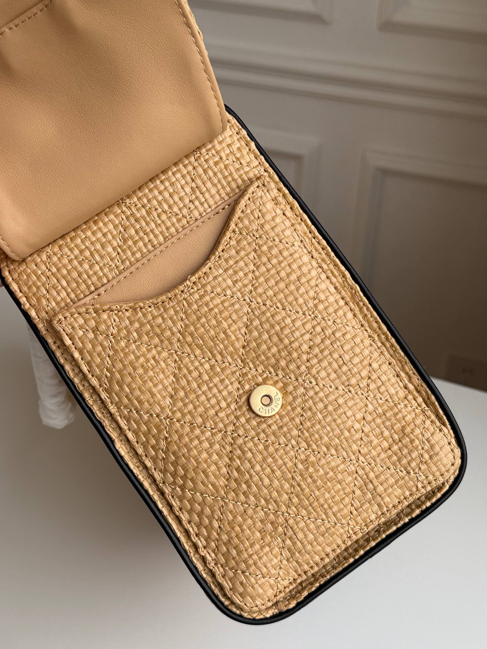 Chanel Quilted Raffia Drawstring Bucket Bag