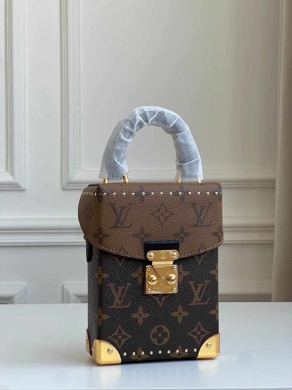 Louis Vuitton Camera Box Reverse Monogram Rivet Trunk Handbag Crossbody Bag