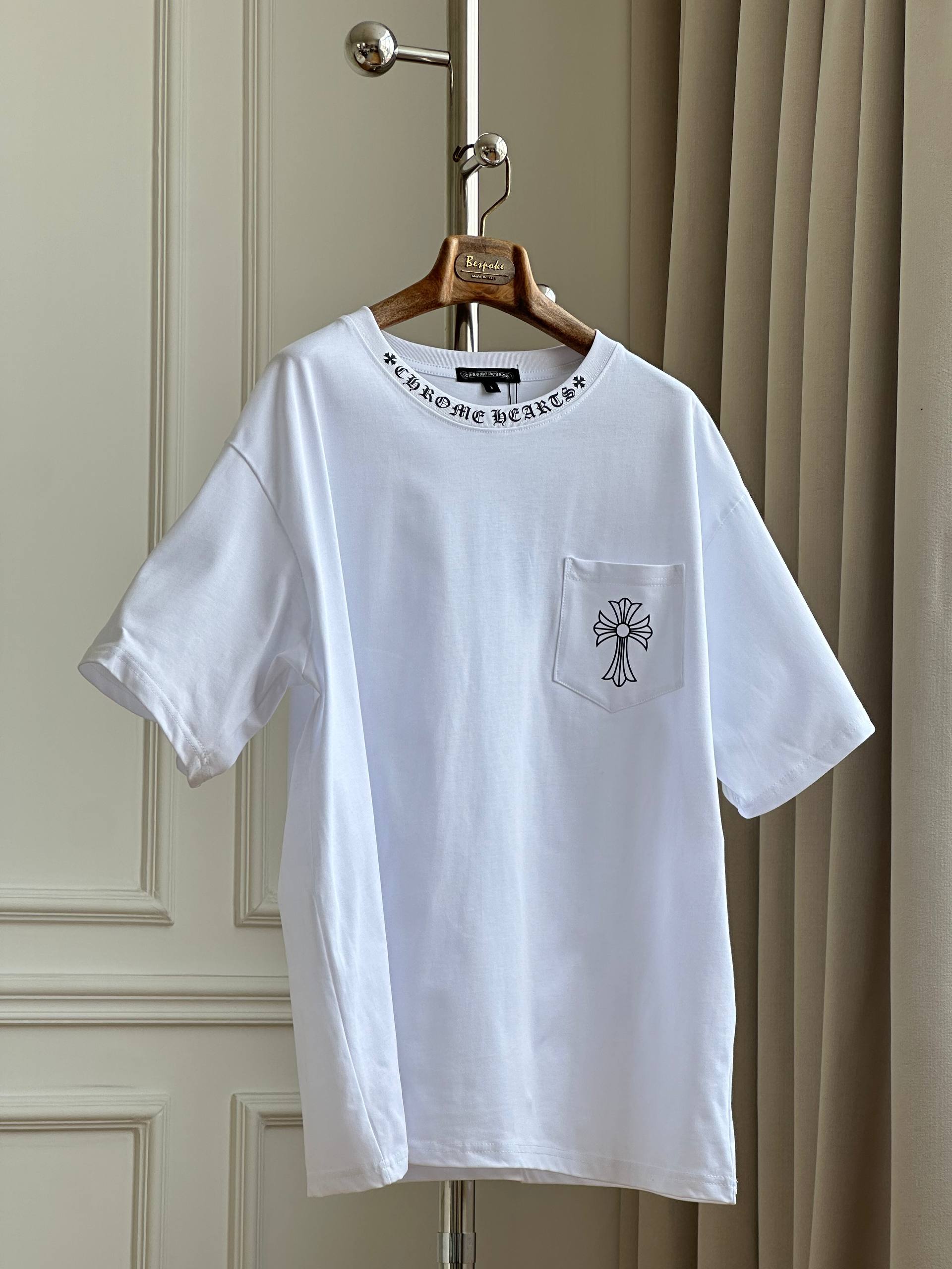 Chrome Hearts Neck Letter Print Cross Pocket T-Shirt