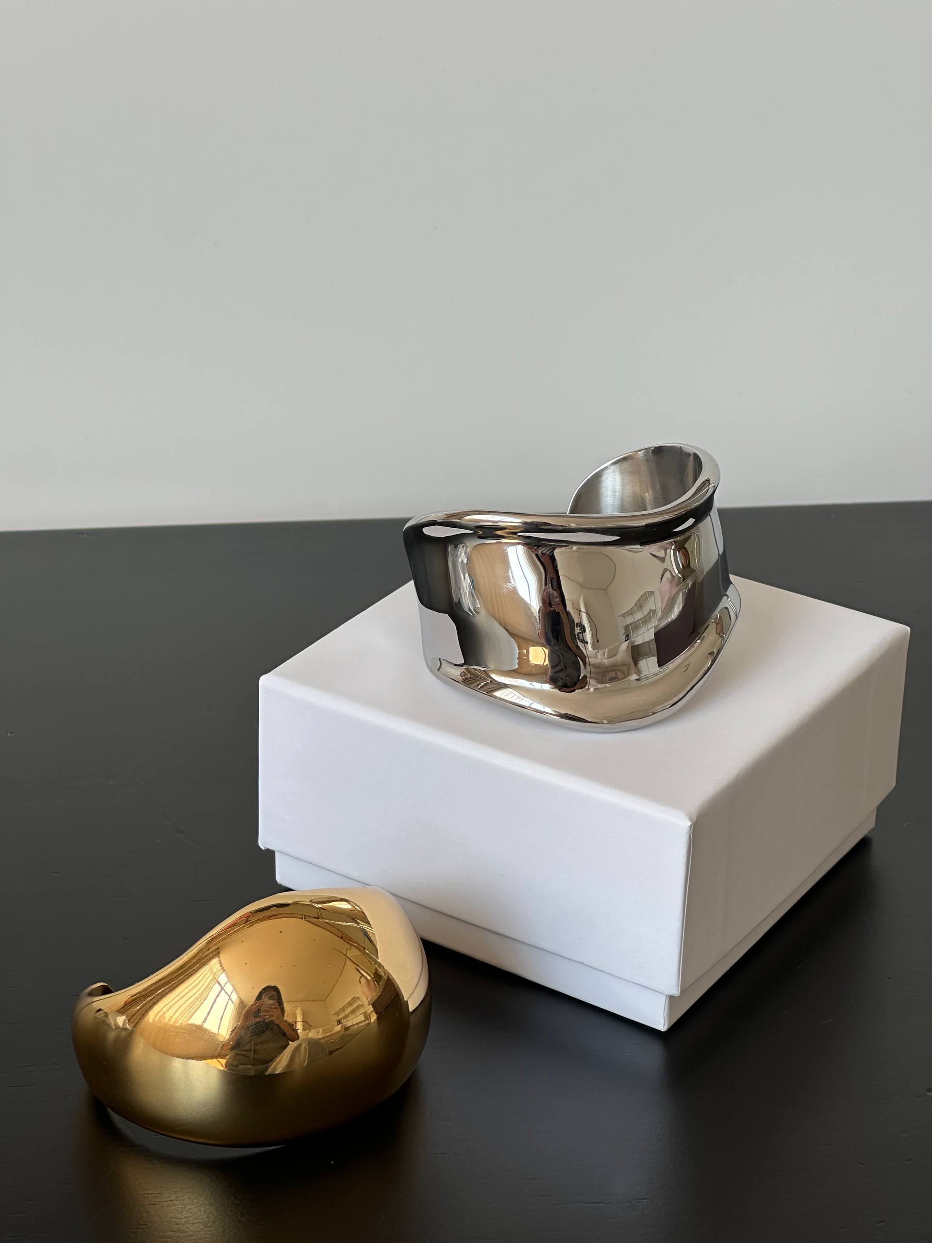 Chunky Sculptural Gold Cuff Bracelet