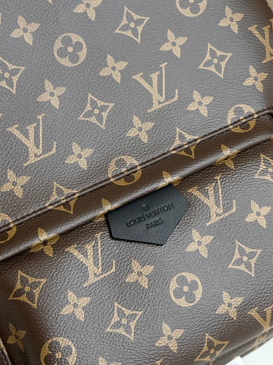 Louis Vuitton Classic Monogram Canvas Black Leather Logo Medium Backpack