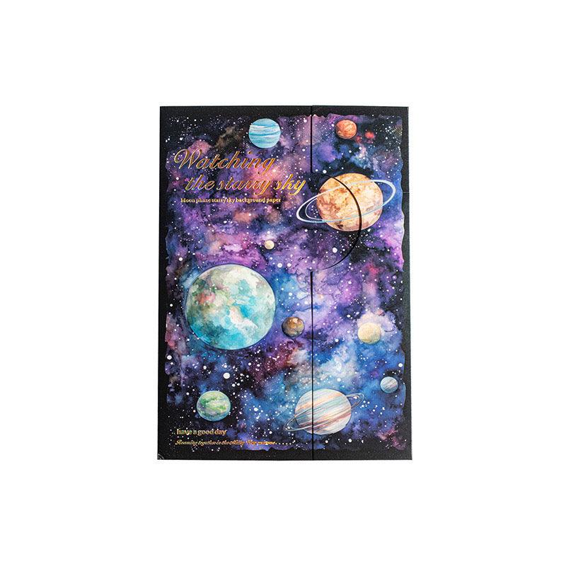 2008   Material paper stargazing series retro moon phase starry sky theme handbook bottoming background paper