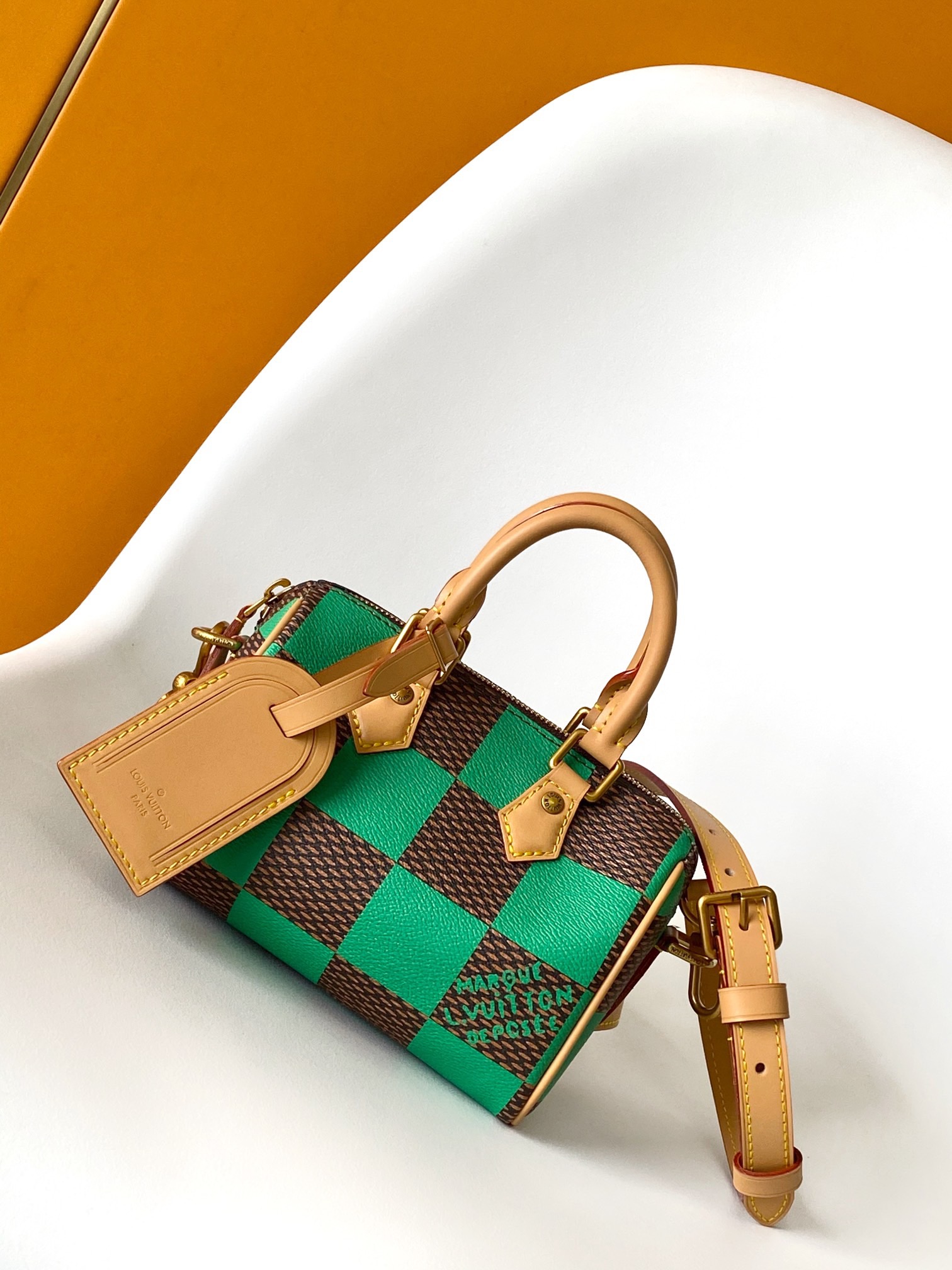 LV Damier Pop Speedy Bandoulière 18 Bag Jaune Mat