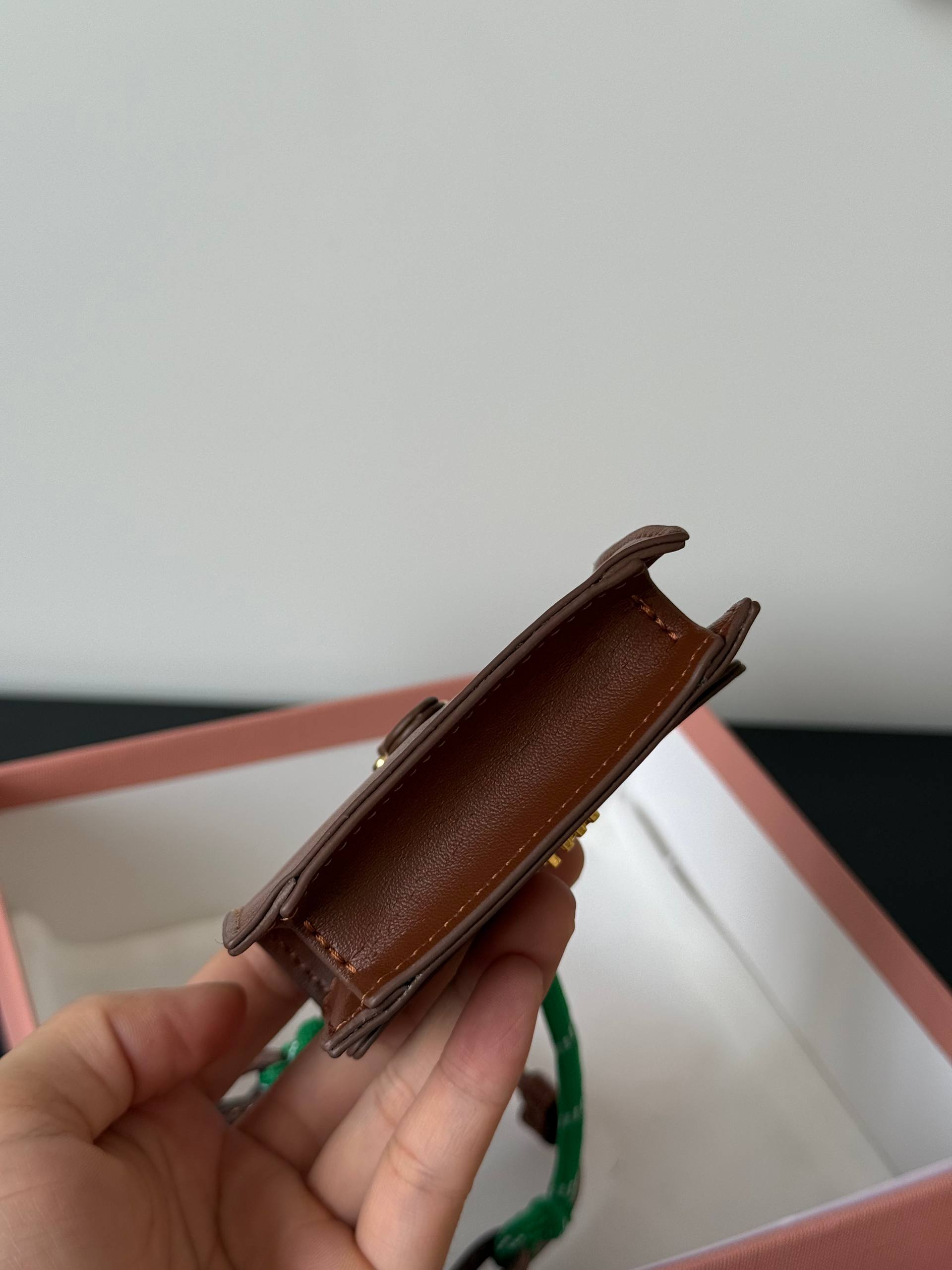 Miu Miu Brown Leather Envelope Card Holder With Gold Logo