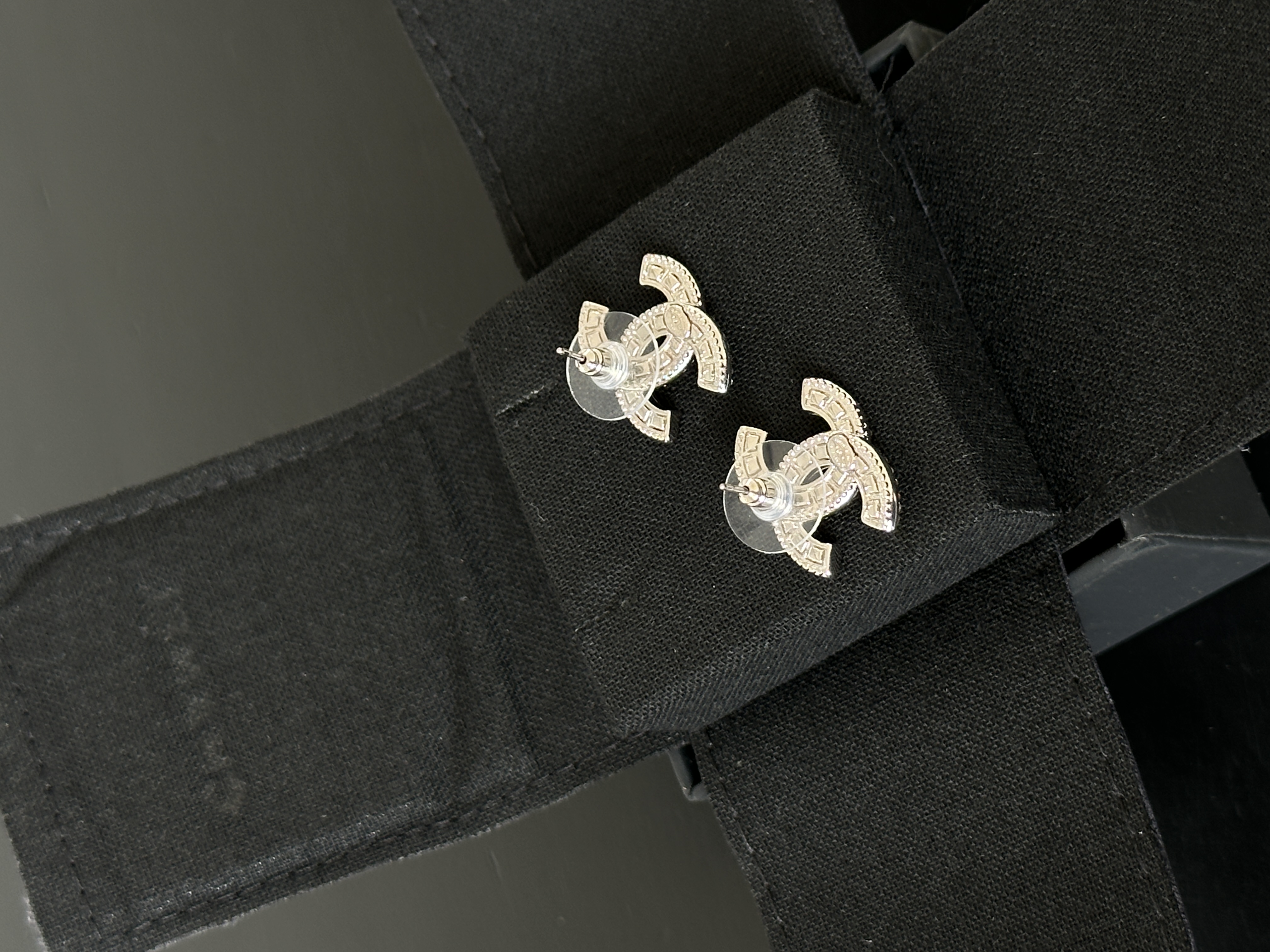 Chanel Classic Crystal CC Stud Earrings