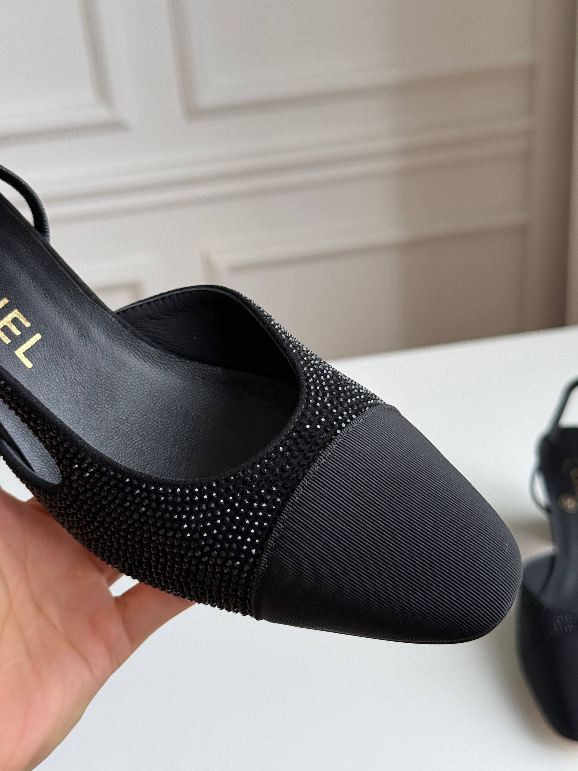 CHANEL Slingbacks, Strass and Satin