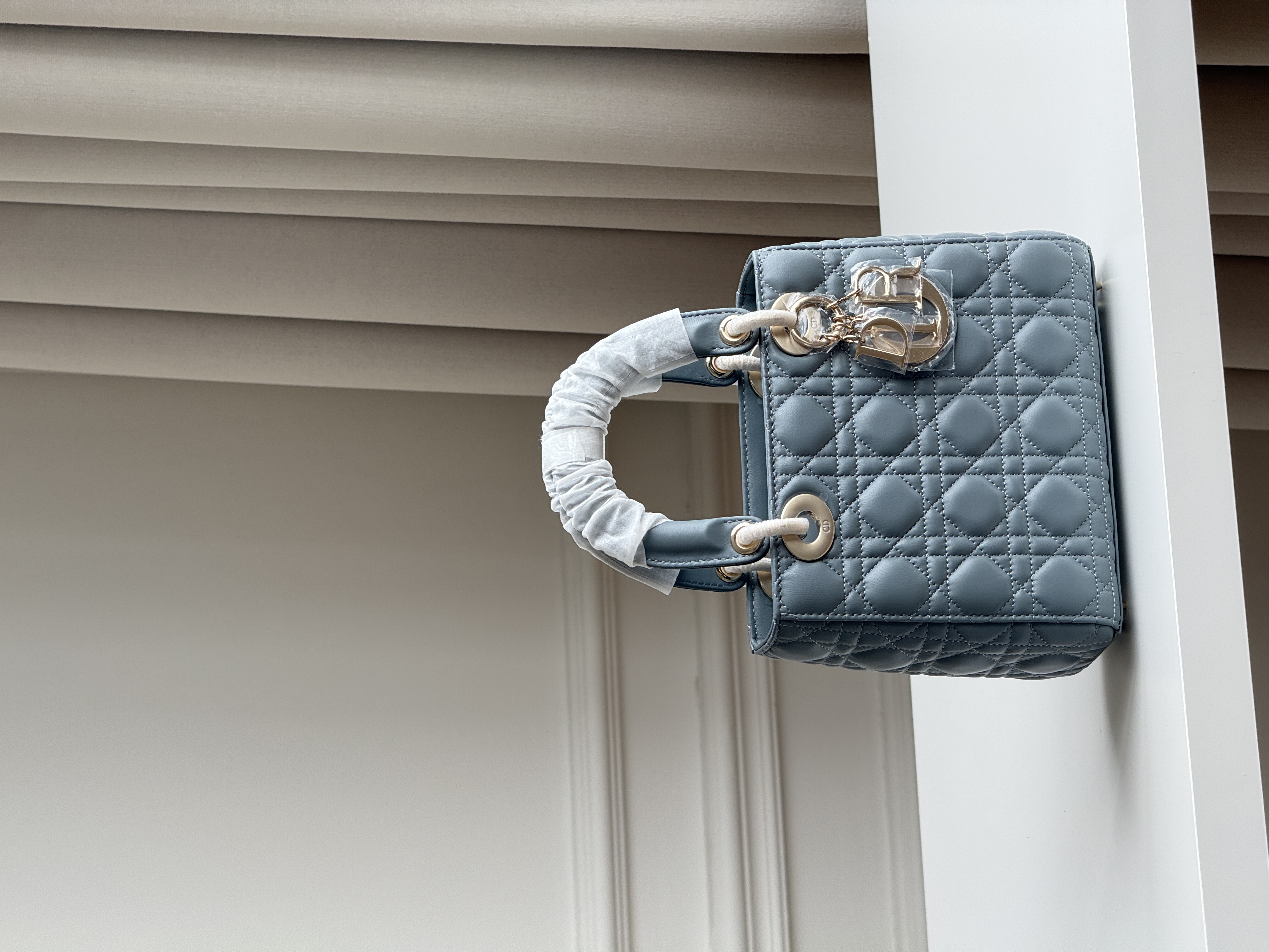 Dior Lady Dior Matte Lambskin Lady Dior Bag in Haze Blue