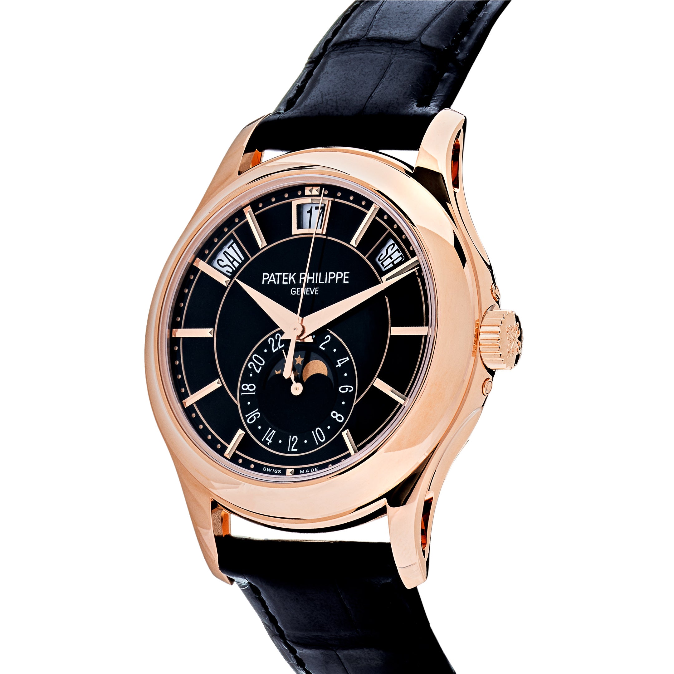 Patek Philippe Annual Calendar Complications Rose Gold Black Dial 5205R-010【1:1 Replica】