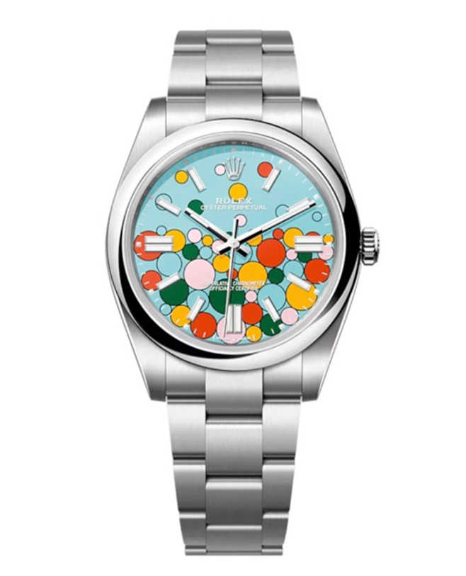 2023 Release Rolex Oyster Perpetual 41, Turquoise blue, Celebration motif dial, Oyster bracelet, Oystersteel Watch 124300【1:1 Replica】