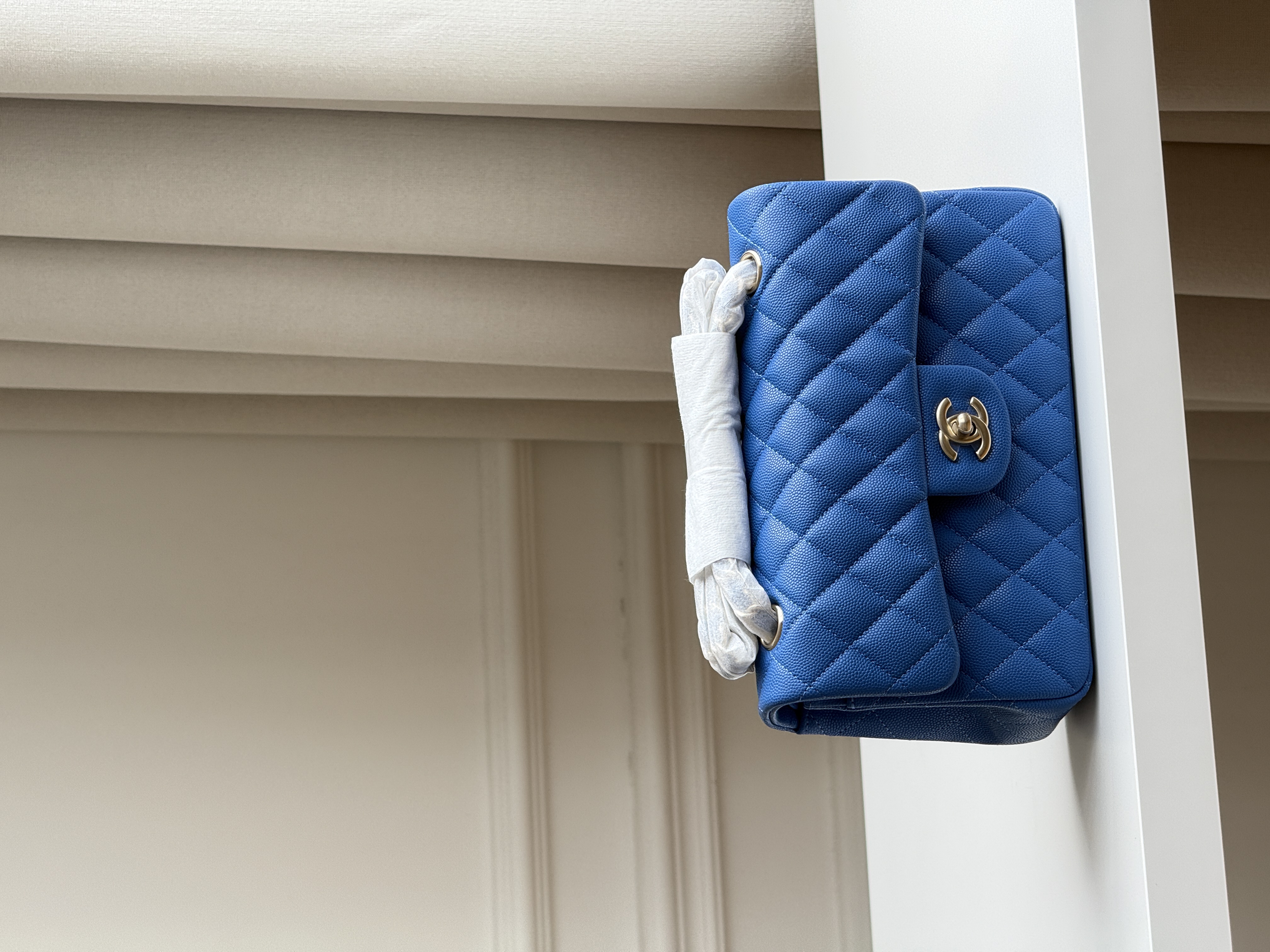 Chanel Klein Blue Caviar Leather Medium Classic Flap Handbag