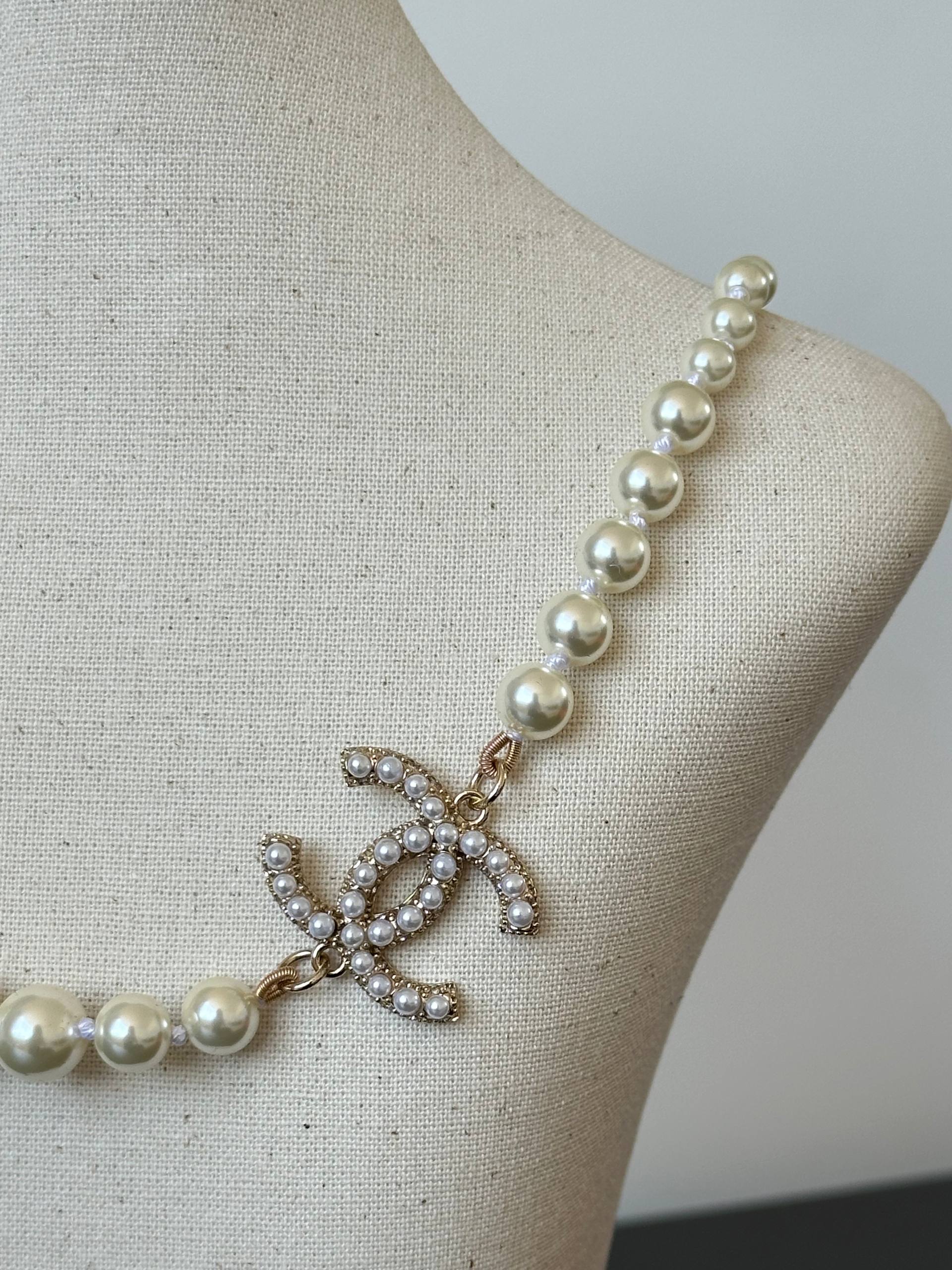 Chanel Graduated Pearl CC Crystal Necklace
