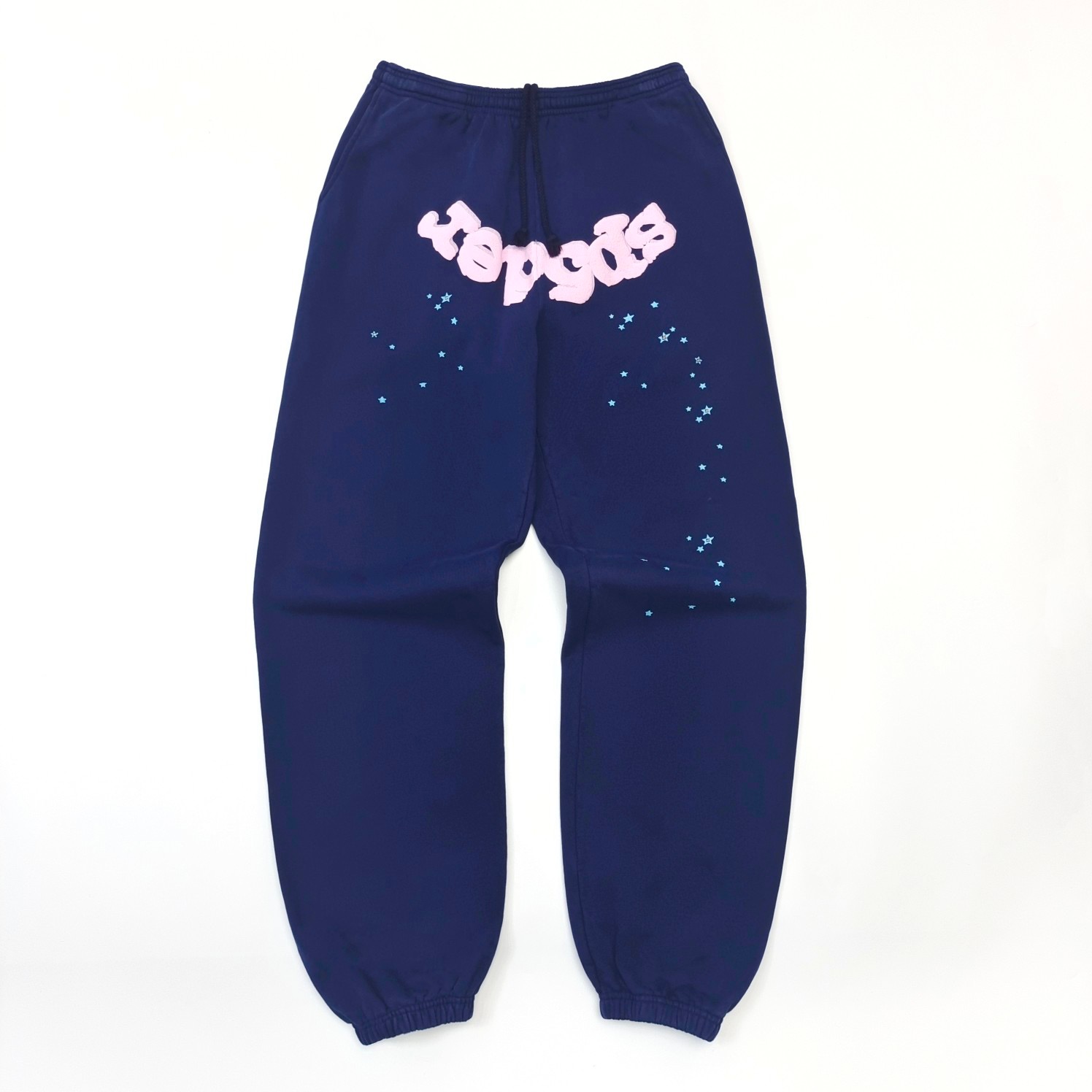 1:1 Best Quality Pink Letters Pants Navy Color