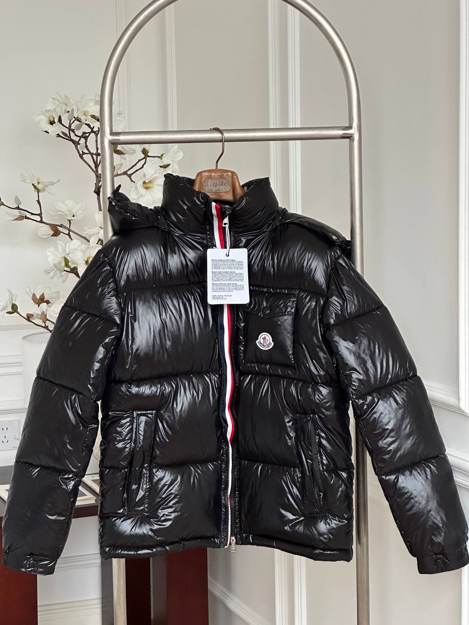 MONCLER Maya Detachable Hood Shiny Down Jacket