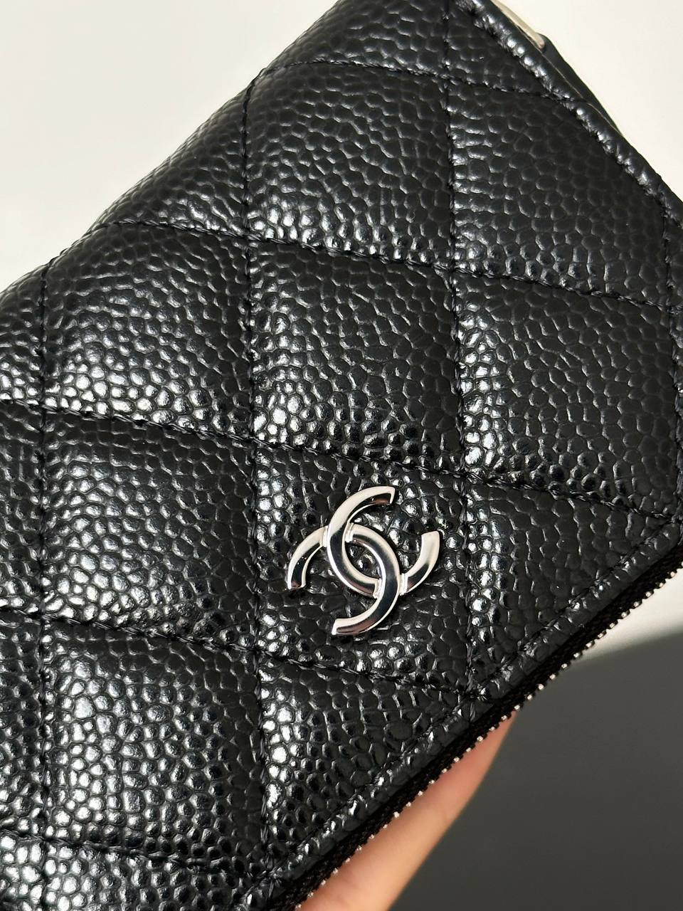 Chanel Quilted Caviar Leather Zip Coin Purse