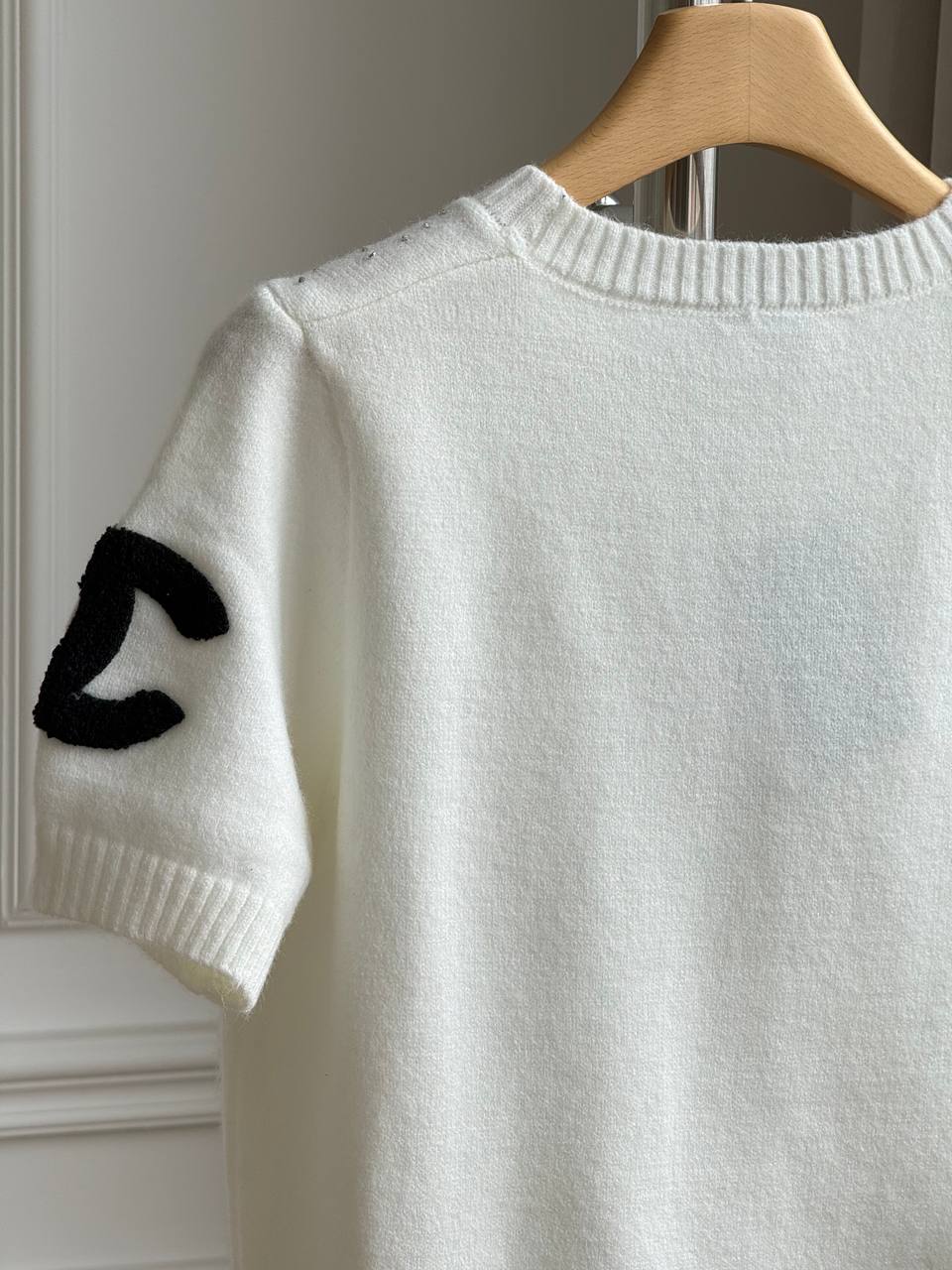 Chanel Star & Crystal Embellished Short Sleeve Knit Top