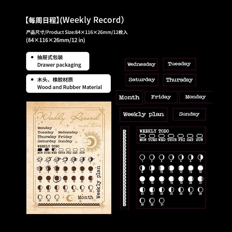 7012 Wooden Stamp Set Weekly Calendar Series