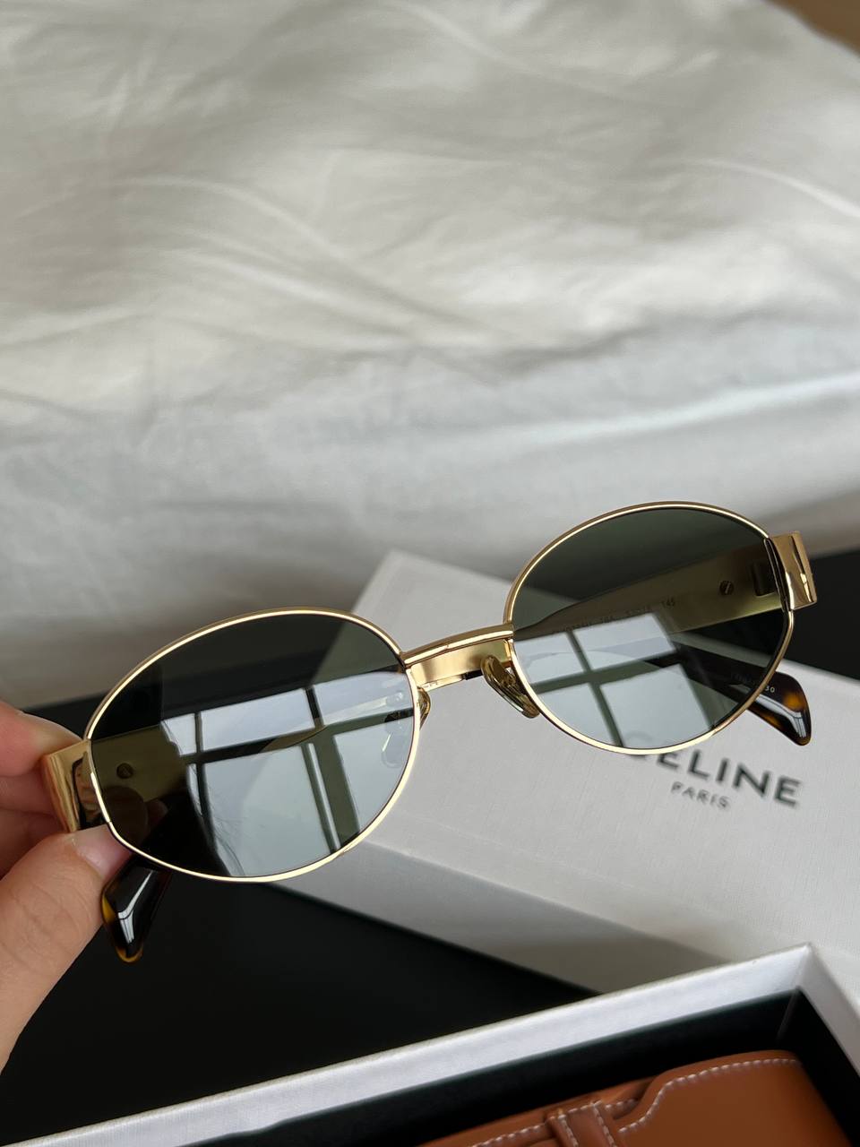 CELINE Vintage Oval Metal Frame Sunglasses