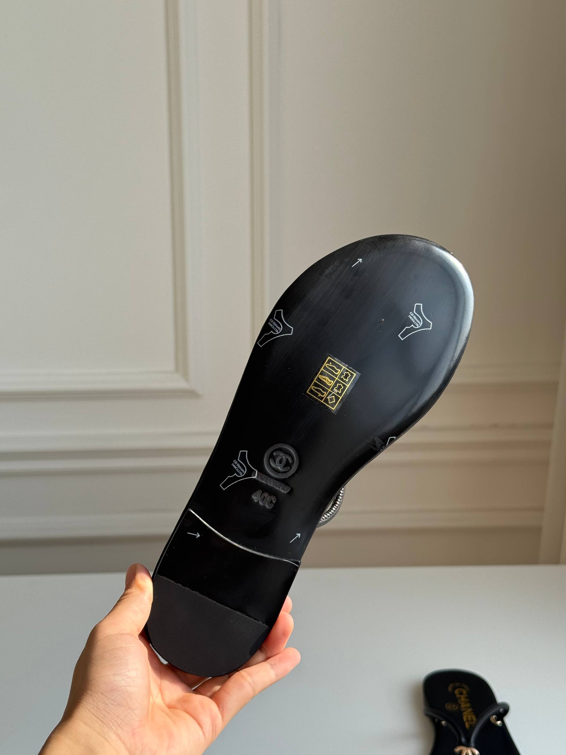 Chanel Crystal CC Logo Thong Sandals