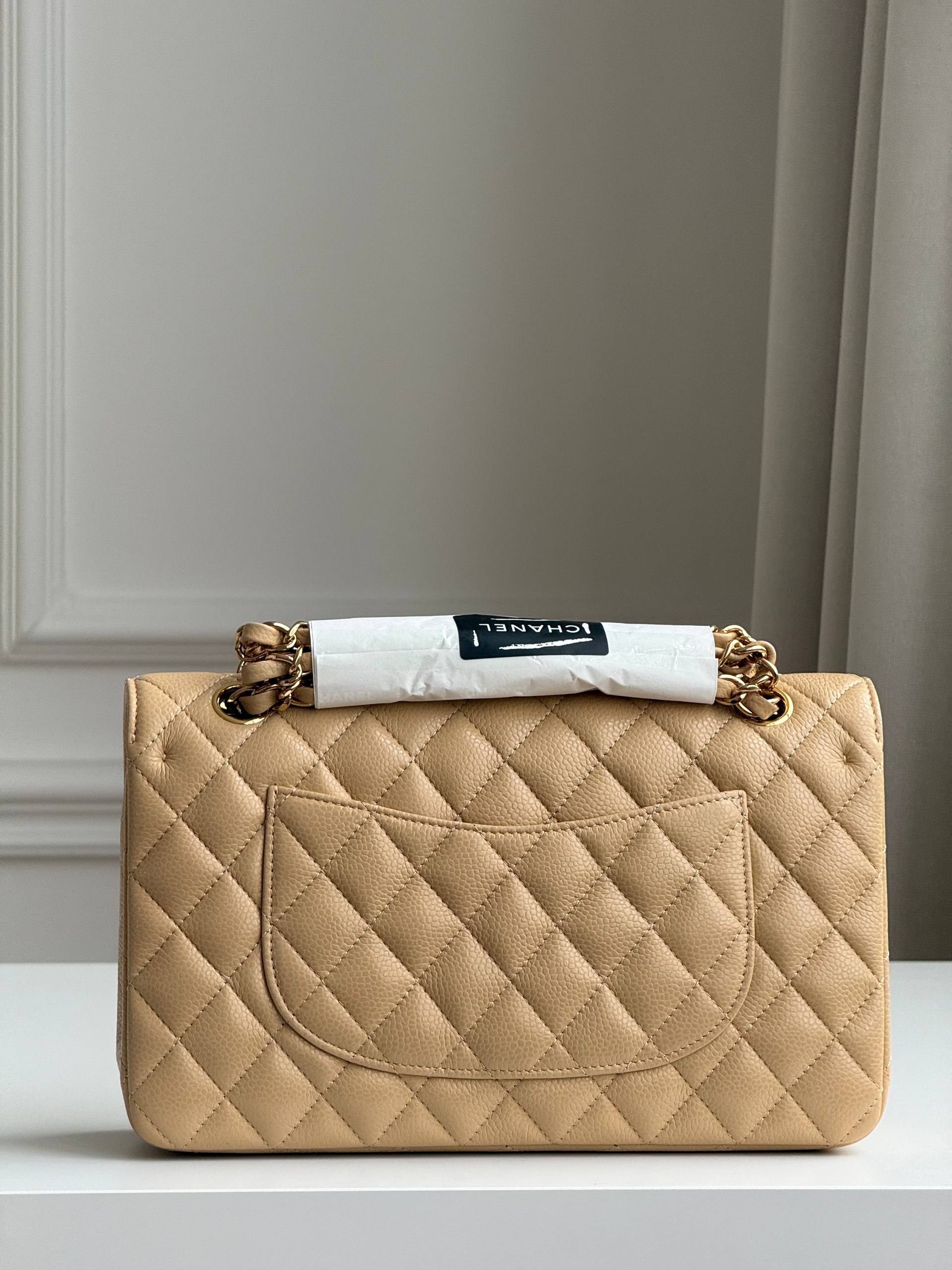 Chanel Classic Flap Milk Tea Gold Chain Bag