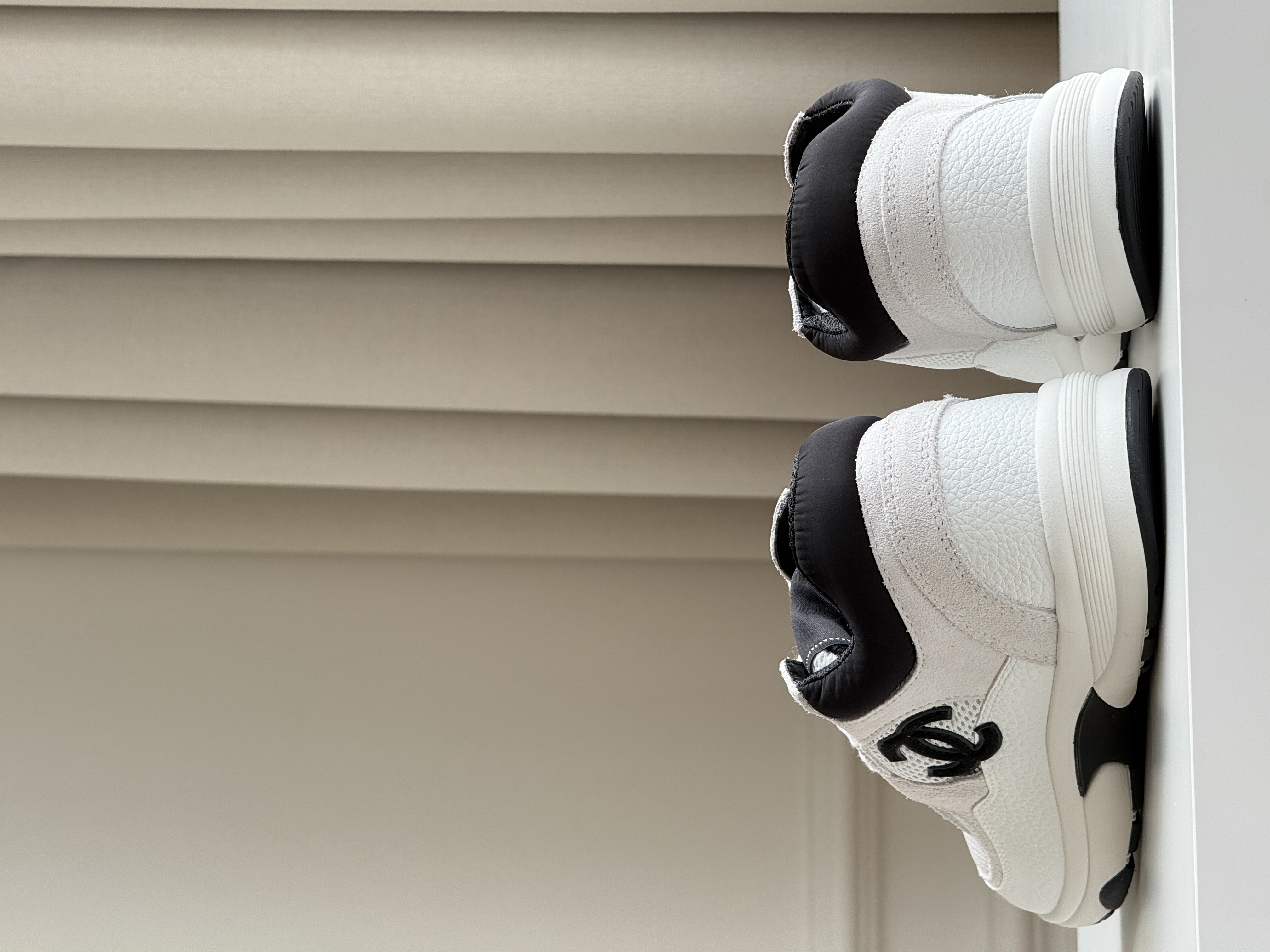 Chanel Black and White Panelled Mesh Dad Sneakers
