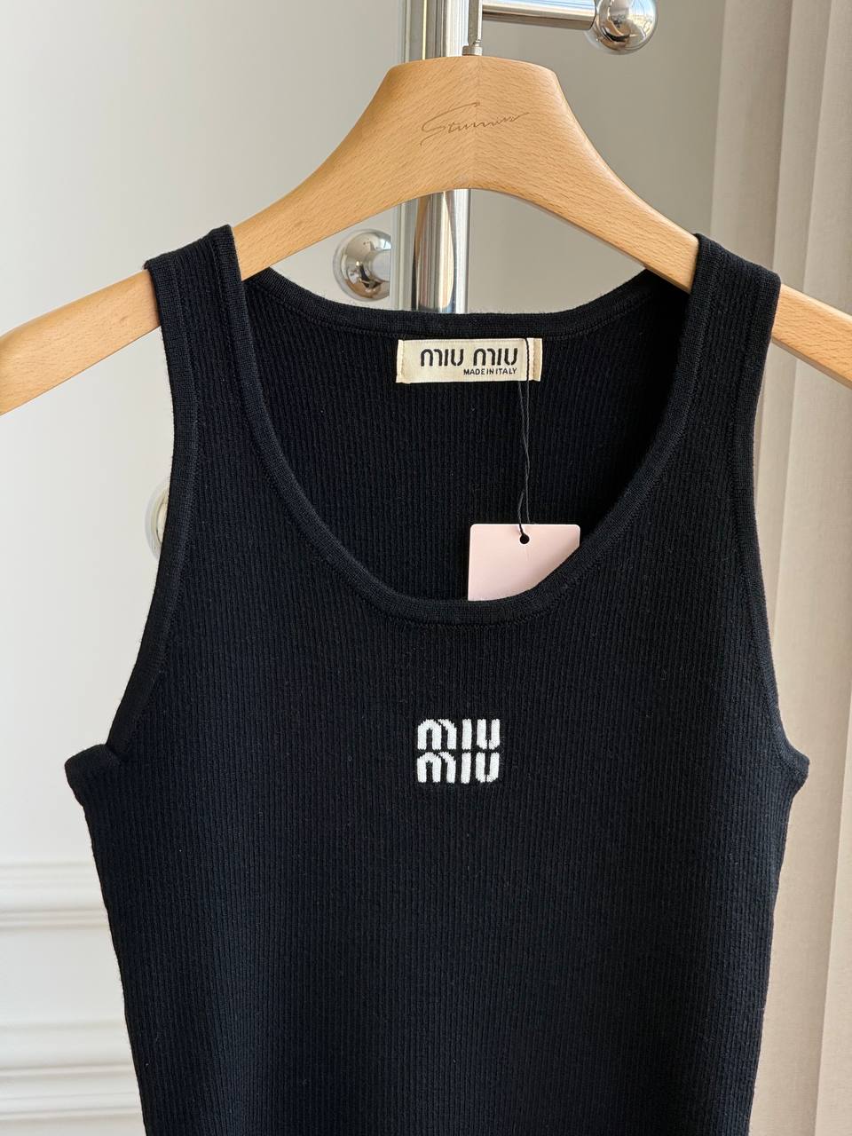 Miu Miu Logo Intarsia Ribbed Tank Top