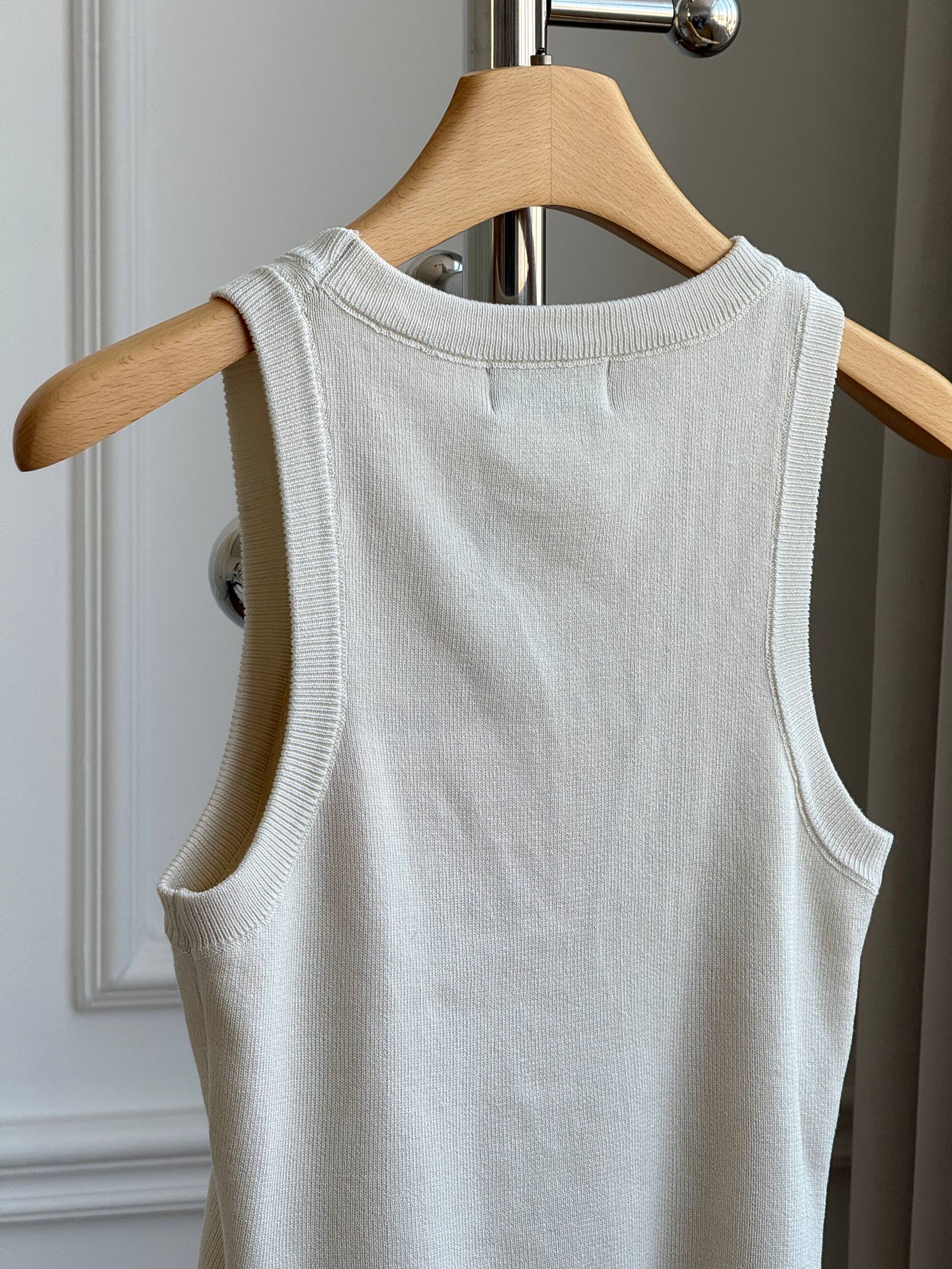 Miu Miu Crystal-Embellished Logo Knit Tank Top